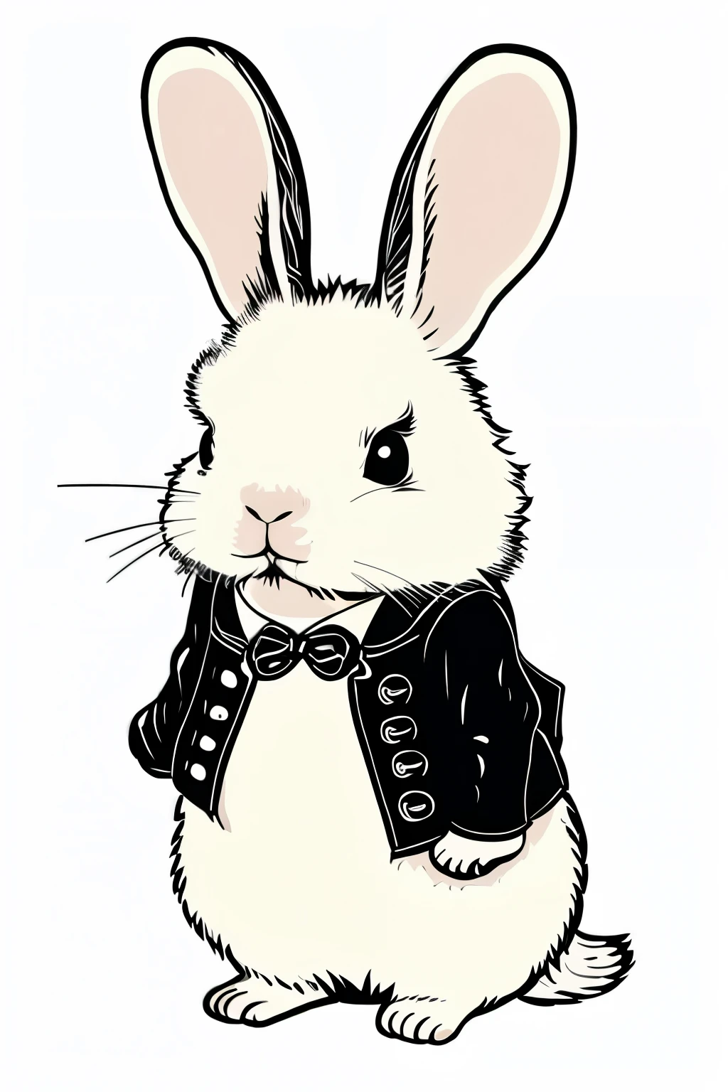 Cute Rabbit An illustration Plain white background van gogh style character Deformed Contains V and X