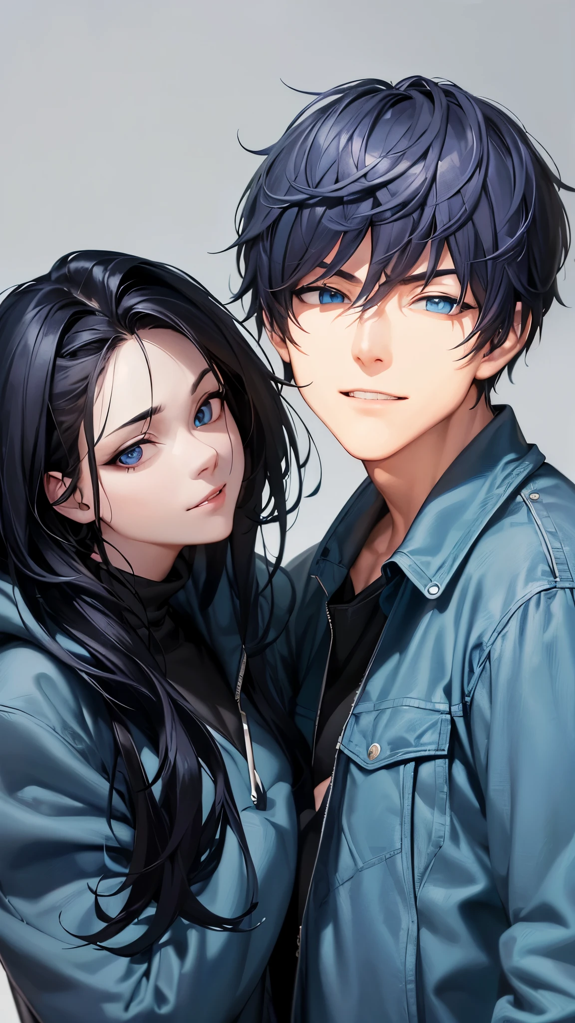 a handsome guy、serious expression、please close your mouth、He is wearing a black hoodie and has his hood up.、Grabbing the hood with both hands、cool look、blue neon light、Highly Detailed CG Unity 8K Wallpaper, (super masterpiece, beautiful person, well detailed face polluted smile, It's photorealistic, hyper realistic)