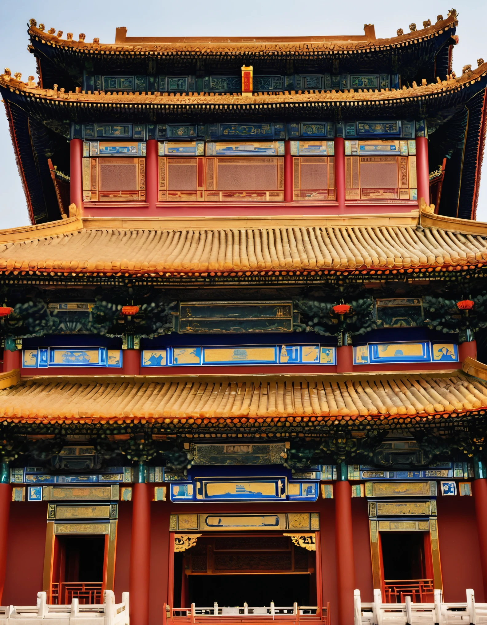 Symmetrical building close-up,Close-up of the "bucket" eaves of the Forbidden City