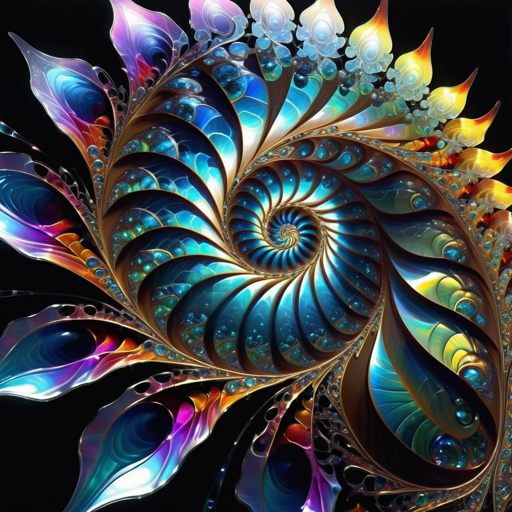 Optical illusion featuring ZIA Zen art, symmetry emanating from the center with a fractal spiral, upper dew fangs showcased, textures of iridescent and luminescent scales, broken glass effect, mythical being exuding energy at a molecular level, no background, impressive display of hyperrealism and hyperdetailization in 32k resolution, volumetric light casting auras and rays, vivid colors reflecting, embodying breathtaking beauty, pure perfection, and divine presence, unforgettable, stunning, High Resolution, High Quality, Masterpiece.best quality, masterpiece, super detail