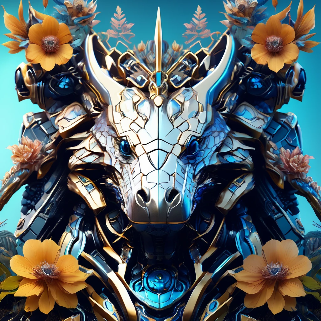 Symmetry, aesthetic, extremely detailed, symmetrical, Symmetry!! portrait of a robot crocodile, floral! horizon zero dawn machine, intricate, elegant, highly detailed, digital painting, artstation, concept art, smooth, sharp focus, illustration, art by artgerm and greg rutkowski and alphonse mucha, 8 k