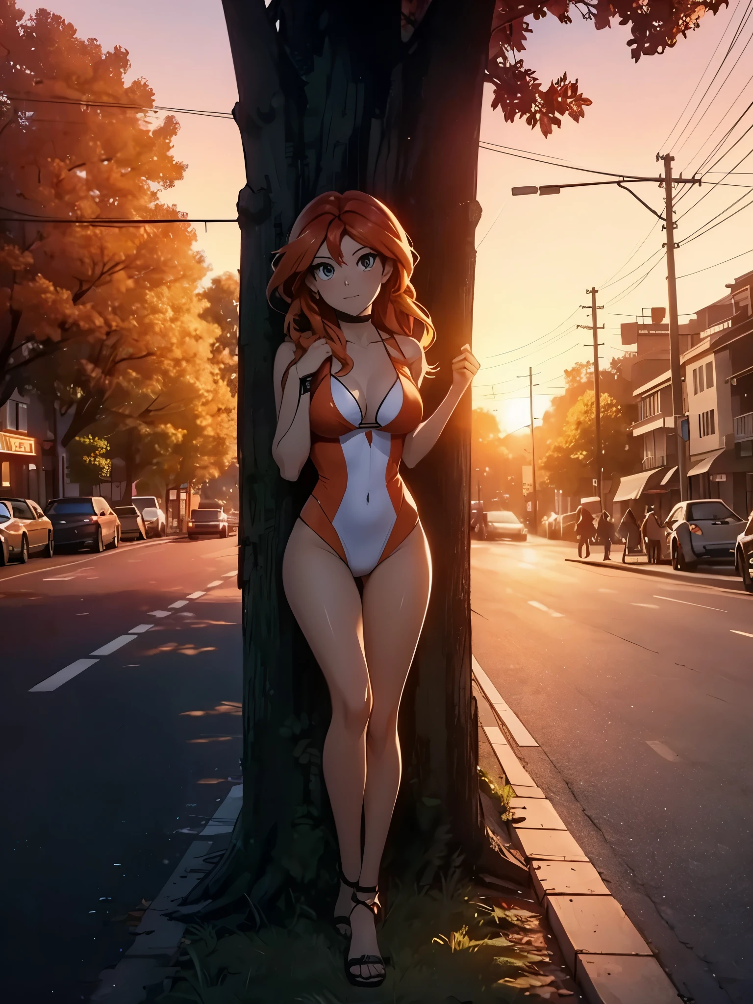 (masutepiece),(Best Quality), Asuka Langley Soryu,、Soio、Blue eyes,hair between eye,headware,Interface headset,Orange hair,Red Ribbon、bow ribbon、Big breasts、((Smaller head))、1 female、fullmoon、see-through white dress、Slit Dresses、Sexy pose with one knee standing、(Raw photography:1.2)、(Photorealsitic:1.4)、A smile、Textured skin、extremely detailed eye and face、beatiful detailed eyes、二重まぶた、huge filesize、(Increase the beauty of skin texture:1.1)、hight resolution、highlydetailed skin、top-quality、8k wallpaper、电影灯光、large boob,Seductive underwear、Open legs、The chest is visible、 Spread your legs、Spread your crotch、Persistent stare, Sharp eyes, sexy langeries