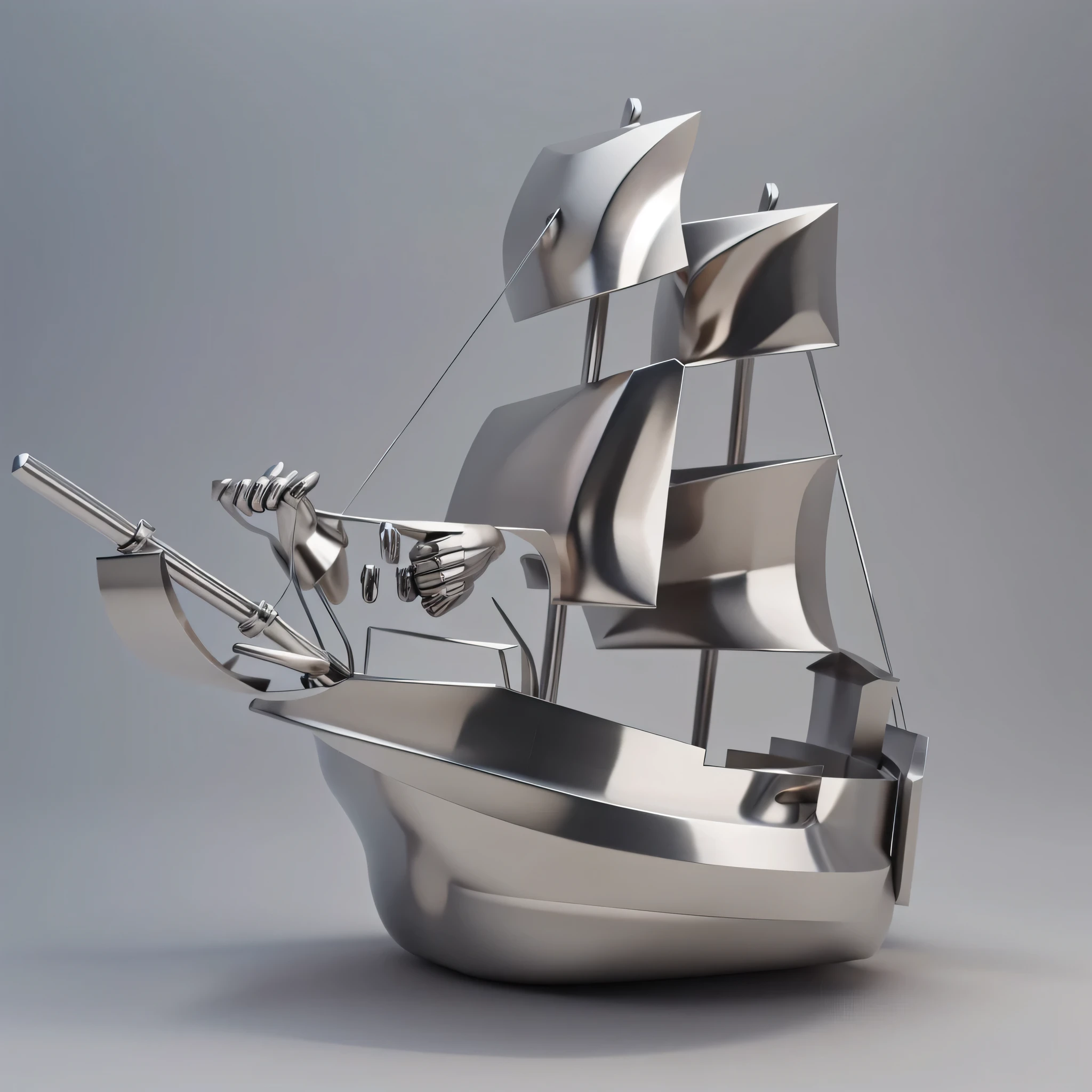 Stainless steel sculpture,best quality,3D rendering style