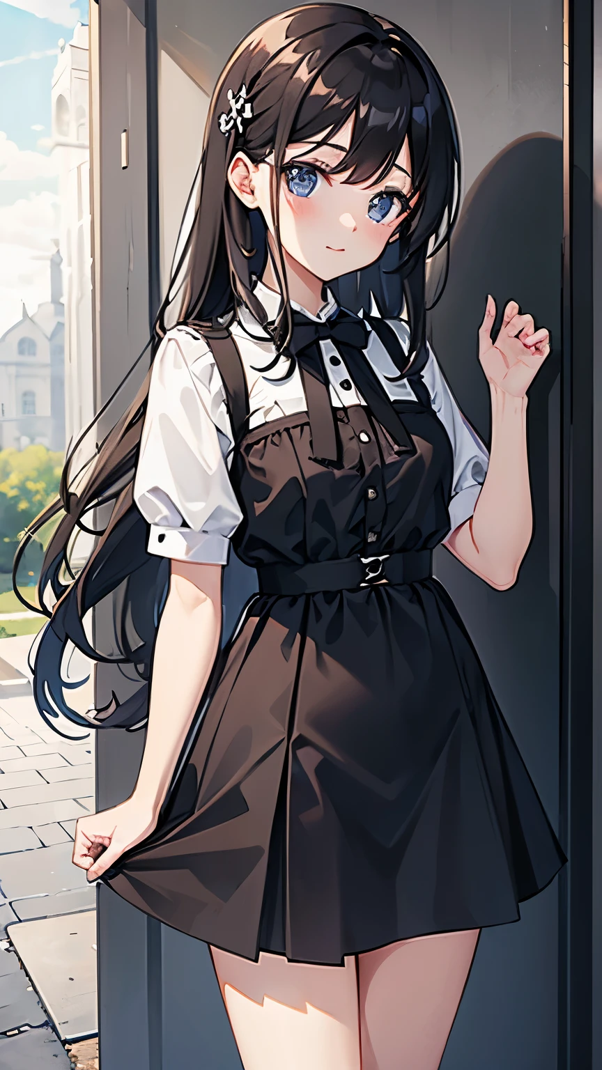 sweet,cute,Innocent,wearing a skirt,Royal sister。black