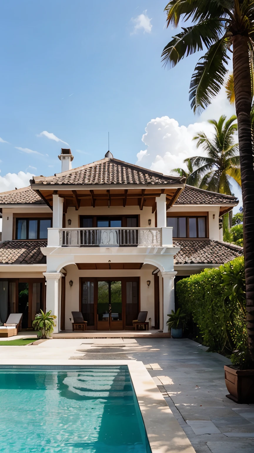 a very luxury villa on a tropical island, full view on the villa