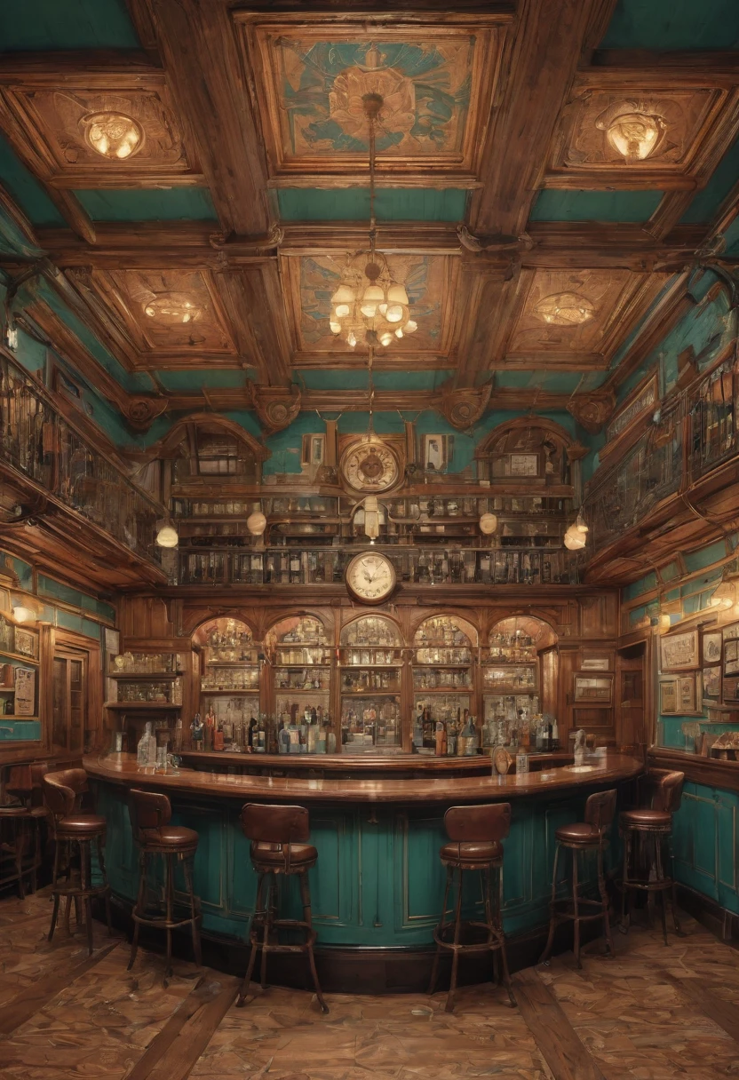 Symmetry, symmetrical, bar, pub, by Wes Anderson, best quality, masterpiece, high details, Ultra intricate detailed