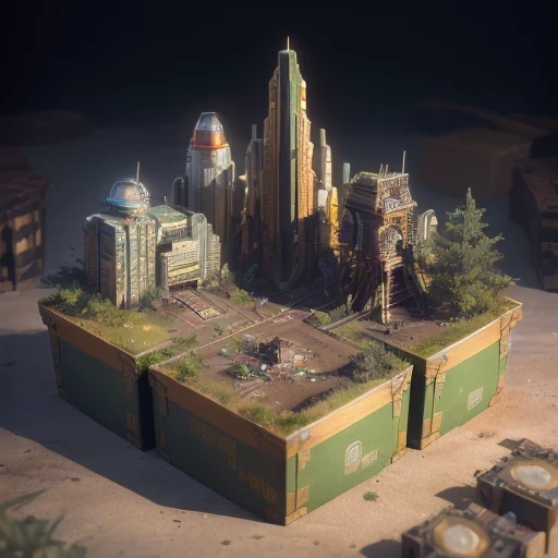 3598年Mars realistic model, (split ends, original photo, best quality, masterpiece:1.4),Steampunk Cyberpunk 6820 City,(CyberpunkMars light:1.3), Mars (related to land),(in a small nature box:1.3),Isometric, small nature, landscape on foundation,landscape,