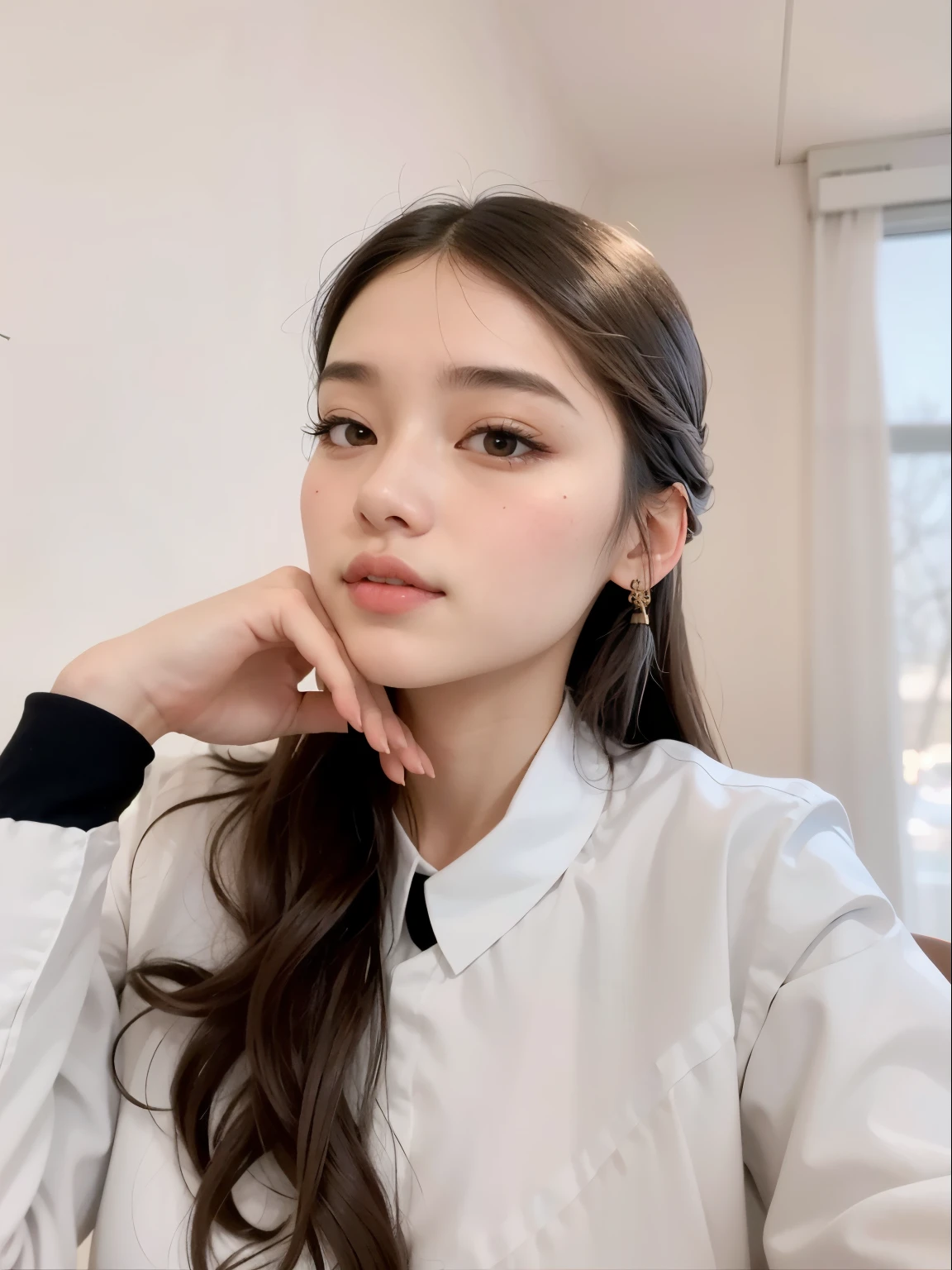 Mujer arafed con cabello largo vistiendo una camisa blanca y pantalones negros., nodded, hermosa joven coreana, hermosa mujer surcoreana, muchacha coreana, hermosa joven coreana, hermoso rostro estetico, khyzyl saleem, joven y adorable rostro coreano, Anna Nikonova aka Newmilky, dilraba dilmurat, a young asian woman