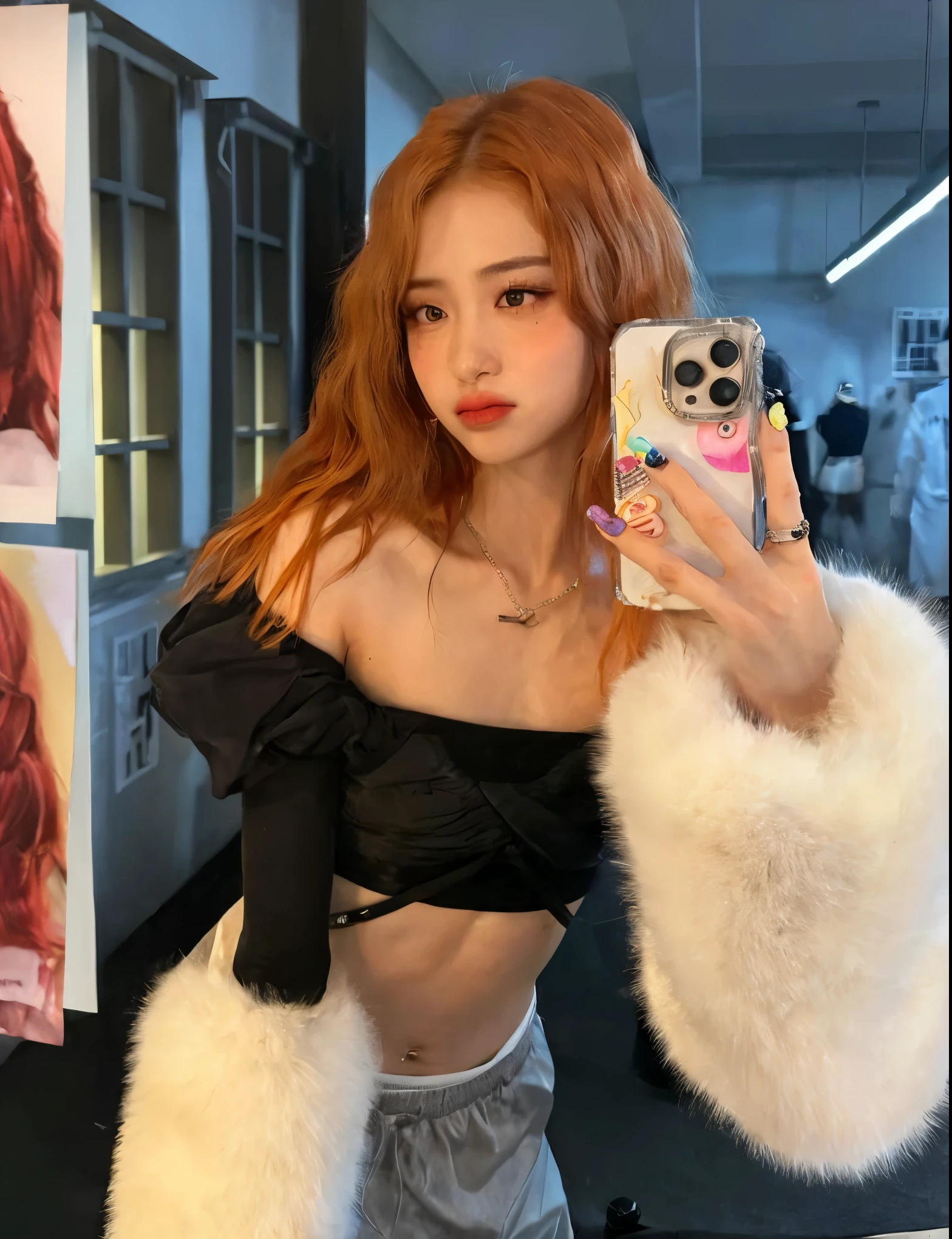 Araffada woman in a black top and a white fur coat taking a selfie, jossi de blackpink, parque roseanne de blackpink, Lalisa Manobal, sun yunjoo, Lalisa Manoban de Blackpink, jinyoung shin, portrait of jossi de blackpink, xisionwu, chen xintong, jisoo de blackpink, jia, ulzzang