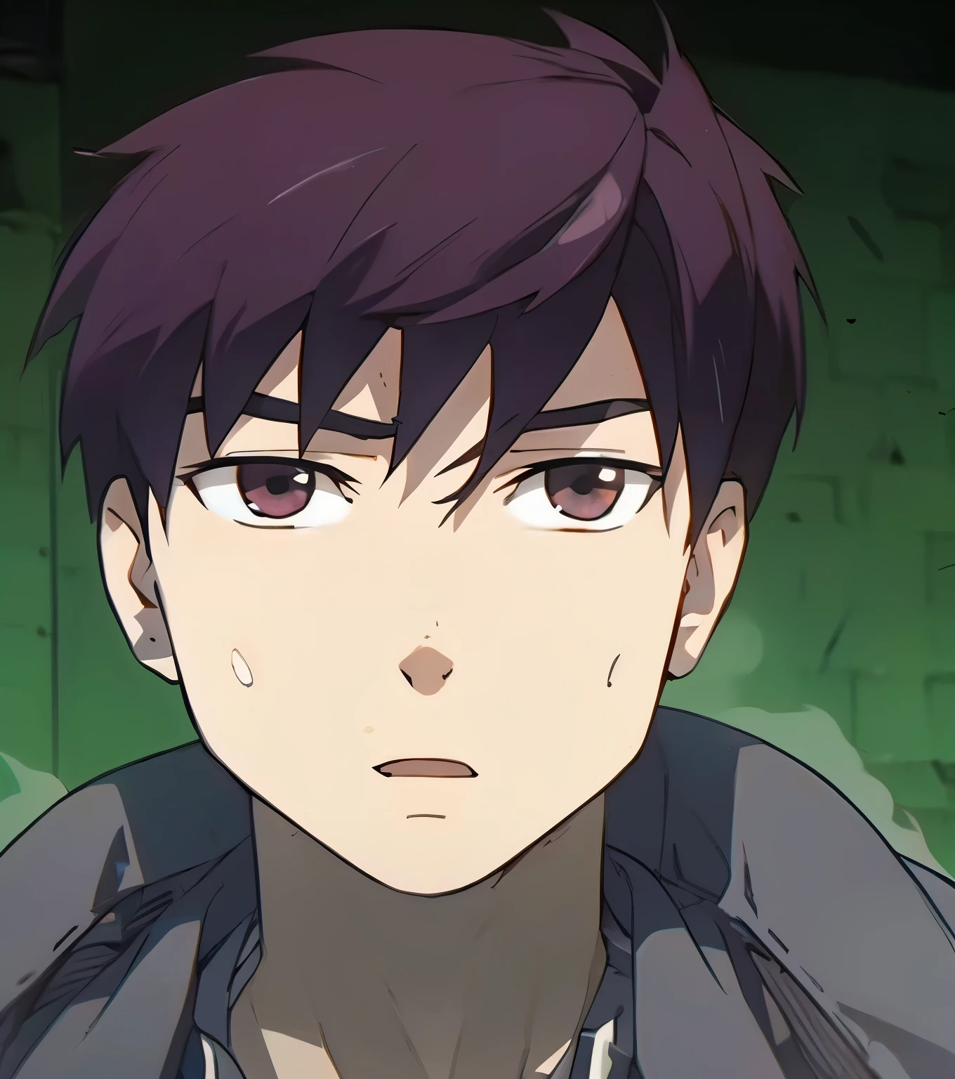 anime style, A guy squat at rooftop, outdoors, upper body, evil eyes, angry, brown eyes, devil, dark smoke, fire at city building, front view, focus on viewer, photo real, ultra detailed, masterpiece, ultra high quality, ultra high resolution, ultra realistic, ultra reflection, ultra lighting, detailed background, dramatic lighting, low key, dark tone, 8K