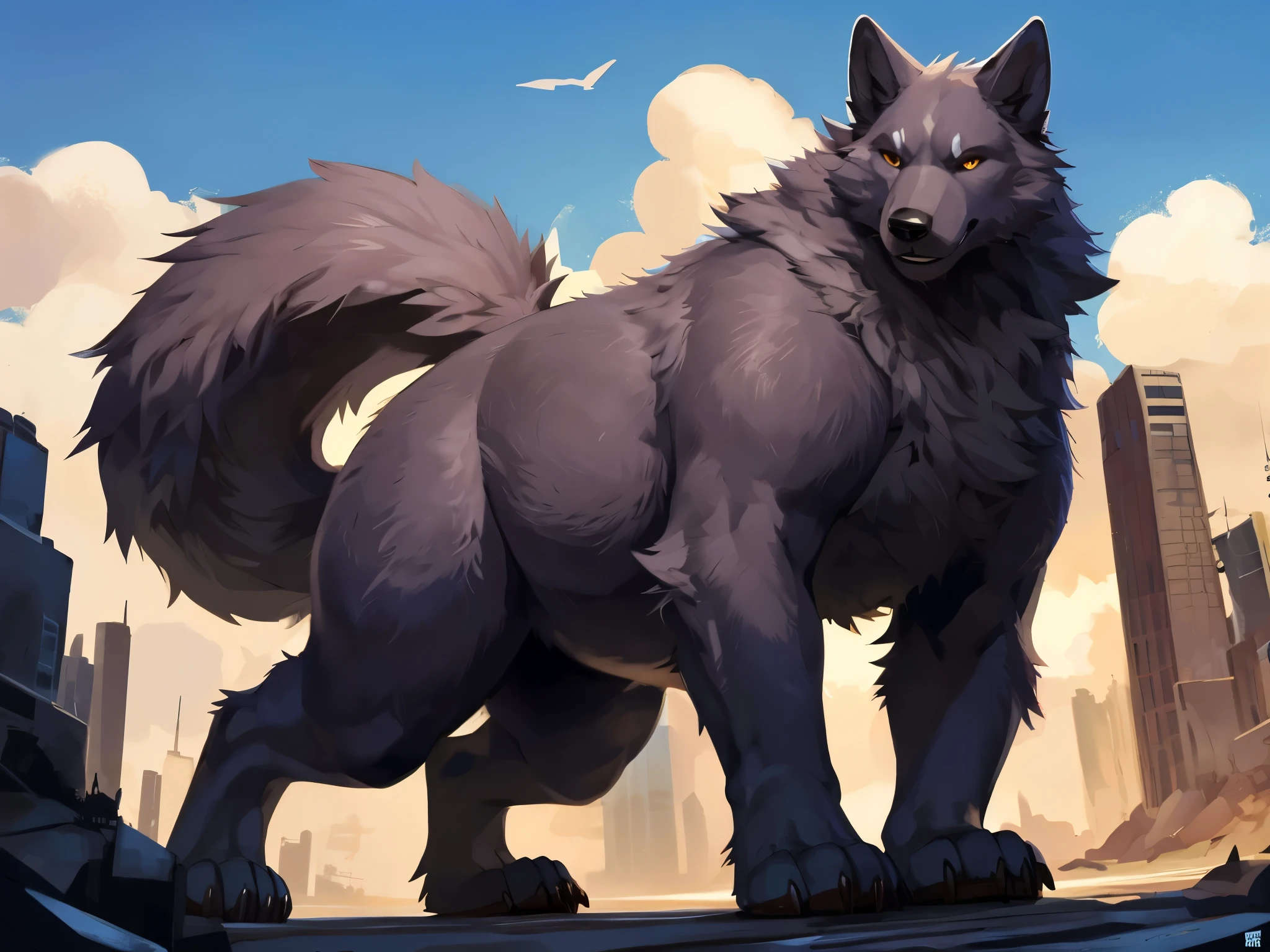 4k ultra quality, 4k full body view,(ultra high detailed body), wolf, detailed body,by mystikfox61, by glitter trap boy,feral paws, by bebebebebe,by morethreedee, by seibear,(thick thigh),(chubby thigh),thicc thigh,thick legs,chubby legs,thicc legs,massive butt,enomorous thigh,massive thigh,massive legs,thick lower legs,wide legs,(detailed thigh),(wide thigh),fluffy belly,furry belly,sharp nails,((sfw)),(ultra detailed face),detailed eyes,big tail,fluffy tail,(detailed tail),enomorous tail,bigger tail,huge tail,volumetric light,bigger taur body,big lower belly,big paws,(thick paws),fluffy paws,furry paws,enomorous paws,animal focus, beast,standing,(bigger lower body),strong lower body,(long legs),front view,macro,giga,master works, super fine, 4k resolution, high quality, movie lighting, high picture detail,dark fantasy,beast creature,illusory engine, Masterpiece,reflective fur