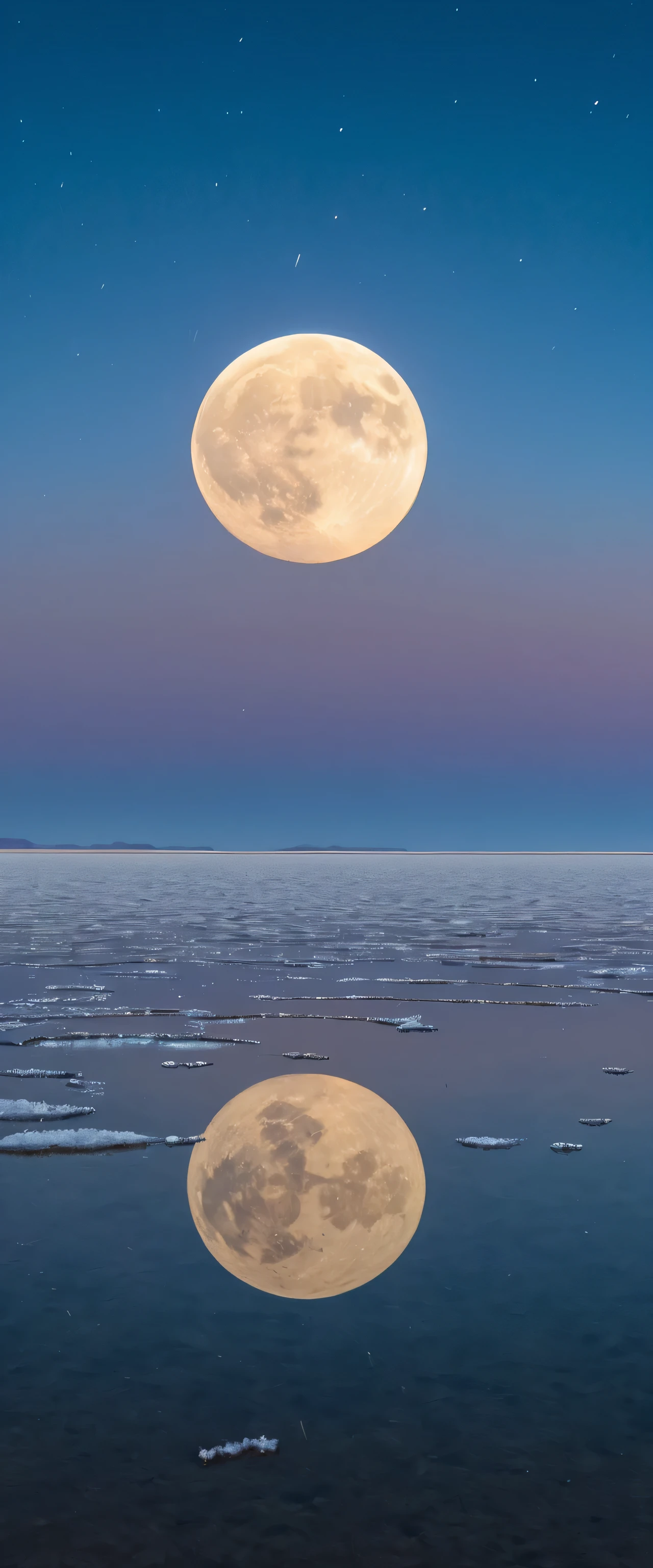 The sky is reflected in the mirrored sea,reflection,symmetry,Uyuni salt lake,night,star空,star雲,star,moon,beautiful light and shadow,,dream-like,masterpiece,Photo taken by a professional,Best configuration,beautiful landscape photography,quiet,Awards,最高masterpiece,8k,Photo taken with a high-end camera,