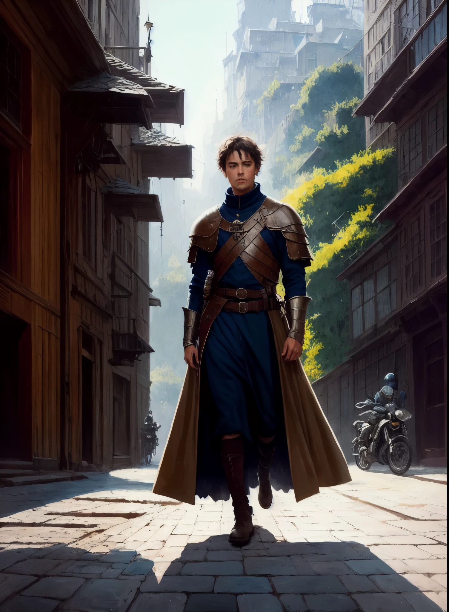 modelshoot style, (extremely detailed CG unity 8k wallpaper), full shot body photo of the most beautiful artwork in the world, medieval armor, professional majestic oil painting by Ed Blinkey, Atey Ghailan, Studio Ghibli, by Jeremy Mann, Greg Manchess, Antonio Moro, trending on ArtStation, trending on CGSociety, Intricate, High Detail, Sharp focus, dramatic, photorealistic painting art by midjourney and greg rutkowski