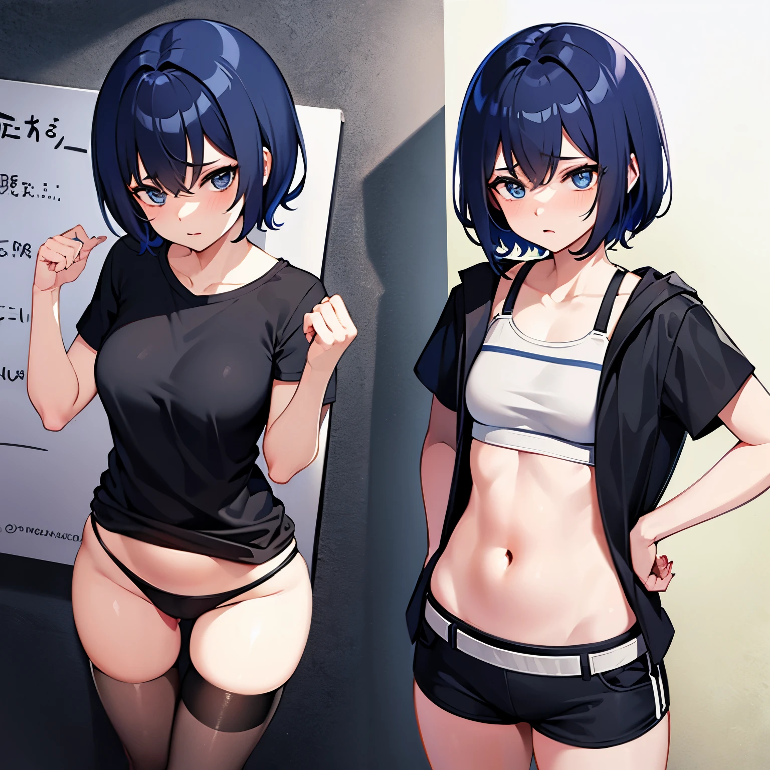 boyish、anime、female、sexy、cool、shortcut、thighs、