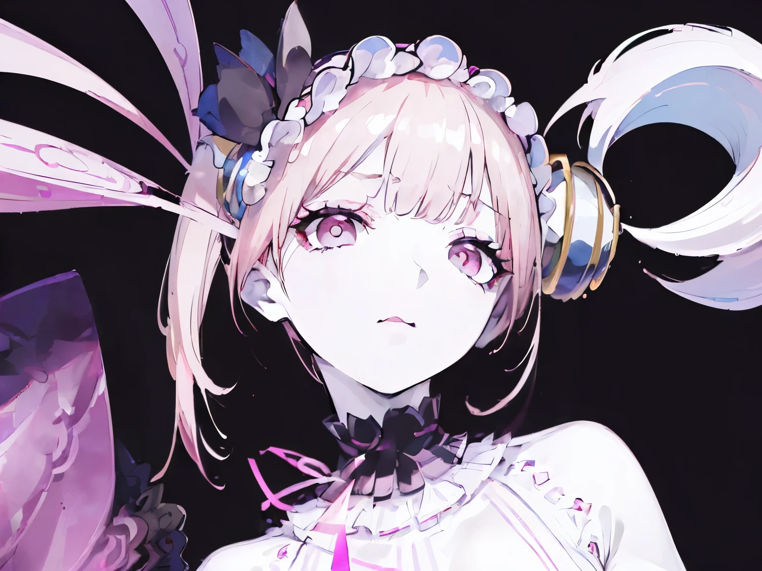 (masterpiece, absurd quality, best quality, official art, beautiful and aesthetic:1.2), 16K, cute petit girl, extreme detailed, digital art, colorful, highest detailed, sharp focus, vivid colors:1.2), by famous artist, (transform sequence), babyface, (soro:1.8), (simple blank background:1.5), (extreme detailed lips:1.3), eyelashes, extremely detailed face, (perfect anatomy:1.1), depth of field, chibi, (floating hair:1.3), detailed skin, shiny, (suspended:1.5), (Uplifting:1.5), (sexual feeling:1.0), shiny skin, shiny hair, shiny face, shiny skin, (orgasm face:1.3), (small breasts:1.5), (clothed:1.3), Realistic skin, Golden ratio, Naughty smile, (closed up lips:1.5), makeup, (eyeliner:1.4), (eyeshadow:1.3), close to viewer, facing at viewer, (face focus:2.0), (pale skin:1.5), standing upright, beautiful face, looking at viewer, (expressionless:1.5), thin eyebrow, eyelash extension, pink cheek, portraits, (voluminous hair:1.2), (pink lips:1.5), beautiful detailed big eyes,