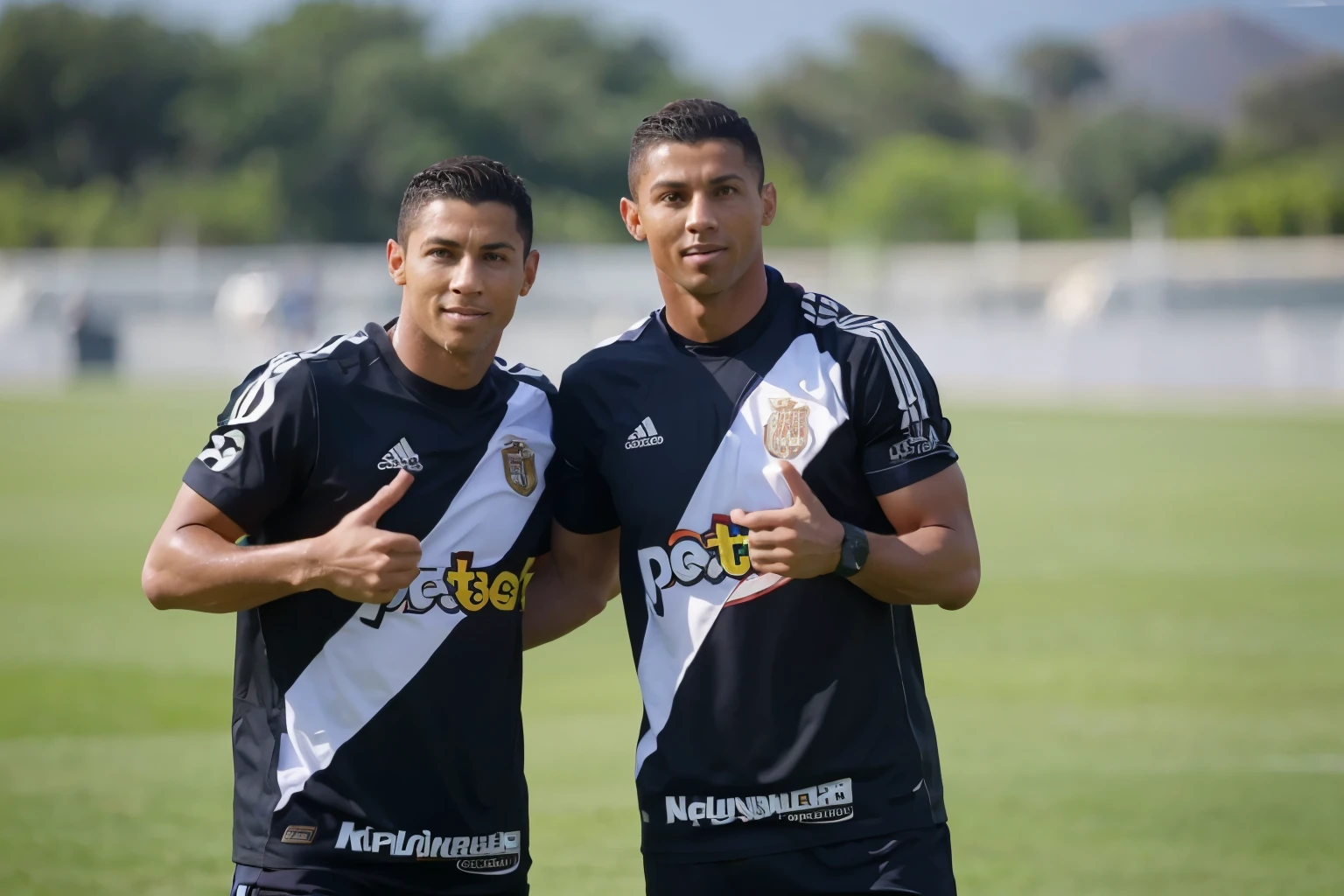 colocar os rostos de Messi e Cristiano Ronaldo na imagem