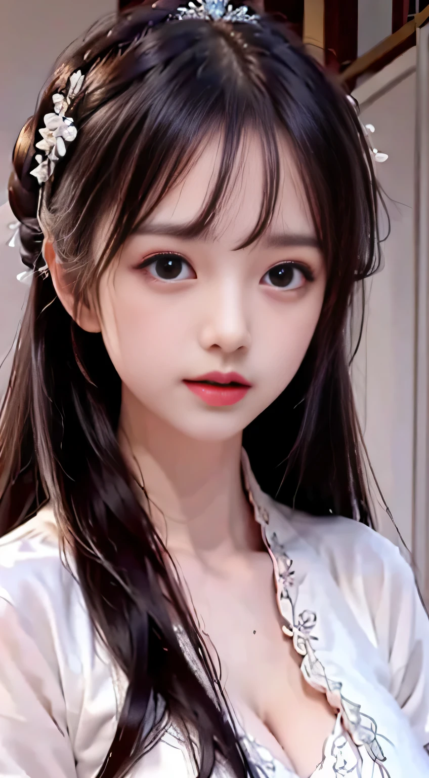 photoRealstic、Toddler Super Cute Baby、up of face、Eye Up、flower petals