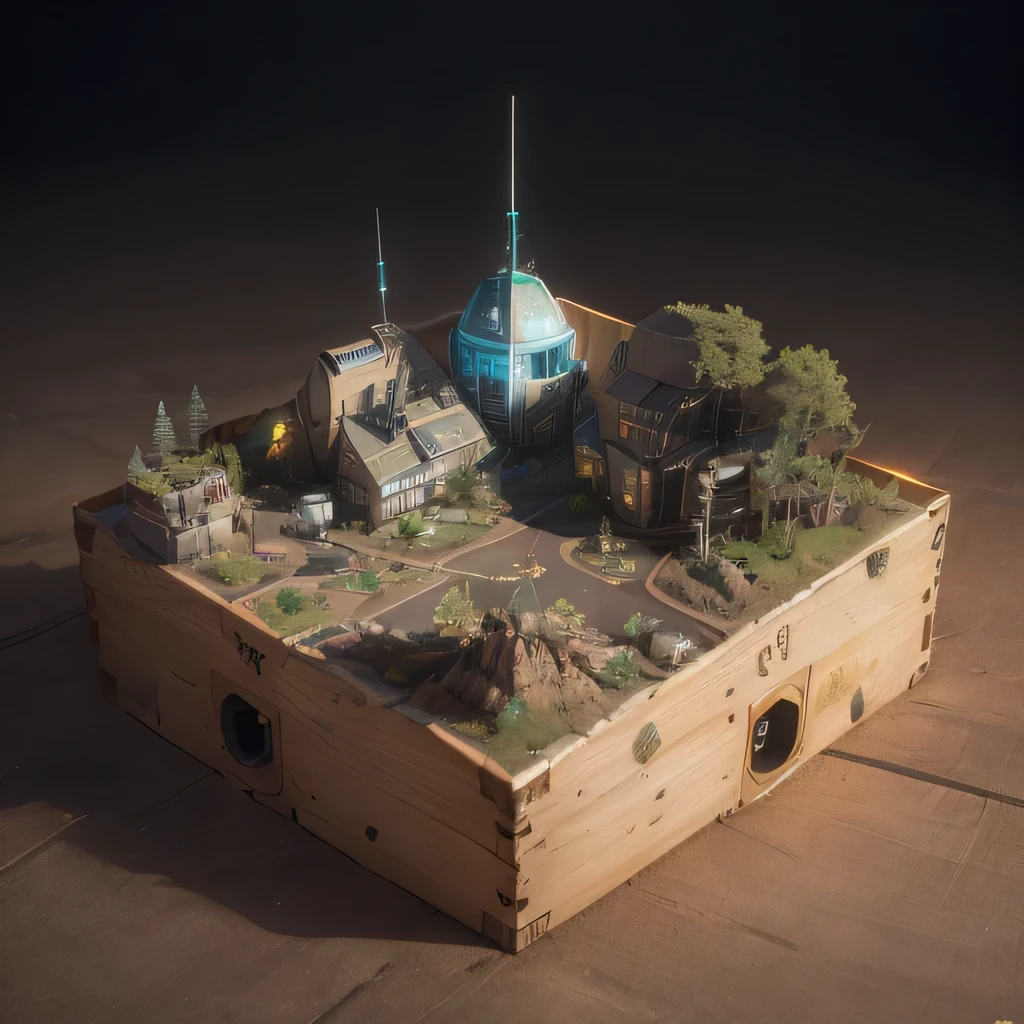 3598年Mars realistic model, (split ends, original photo, best quality, masterpiece:1.4),Steampunk Cyberpunk 6820 City,(CyberpunkMars light:1.3), Mars (related to land),(in a small nature box:1.3),Isometric, small nature, landscape on foundation,landscape,