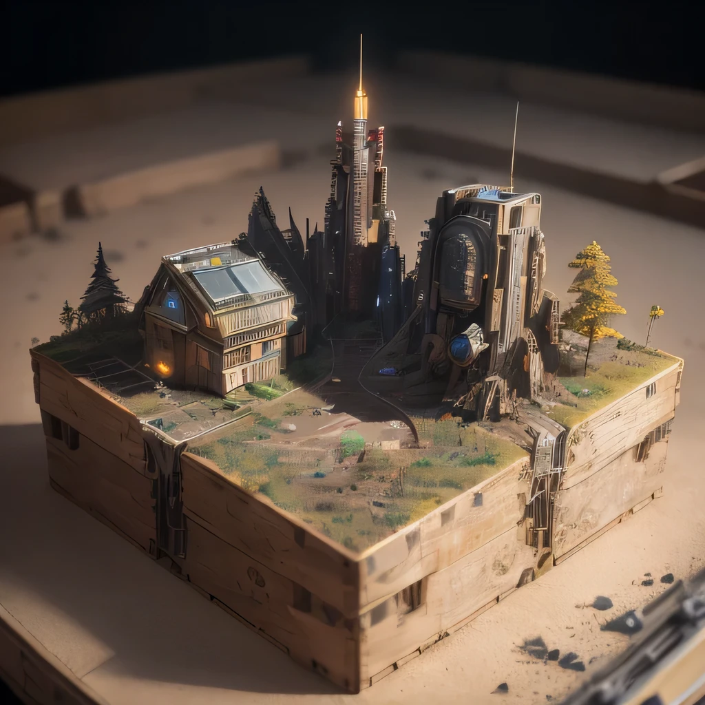 3598年Mars realistic model, (split ends, original photo, best quality, masterpiece:1.4),Steampunk Cyberpunk 6820 City,(CyberpunkMars light:1.3), Mars (related to land),(in a small nature box:1.3),Isometric, small nature, landscape on foundation,landscape,