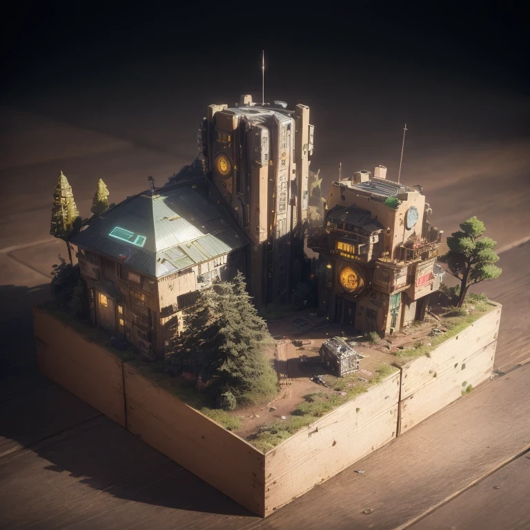 3598年Mars realistic model, (split ends, original photo, best quality, masterpiece:1.4),Steampunk Cyberpunk 6820 City,(CyberpunkMars light:1.3), Mars (related to land),(in a small nature box:1.3),Isometric, small nature, landscape on foundation,landscape,