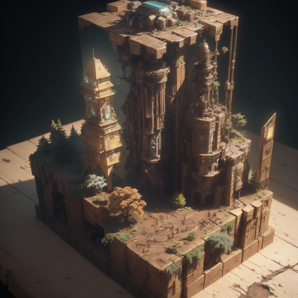 3598年Mars realistic model, (split ends, original photo, best quality, masterpiece:1.4),Steampunk Cyberpunk 6820 City,(CyberpunkMars light:1.3), Mars (related to land),(in a small nature box:1.3),Isometric, small nature, landscape on foundation,landscape,