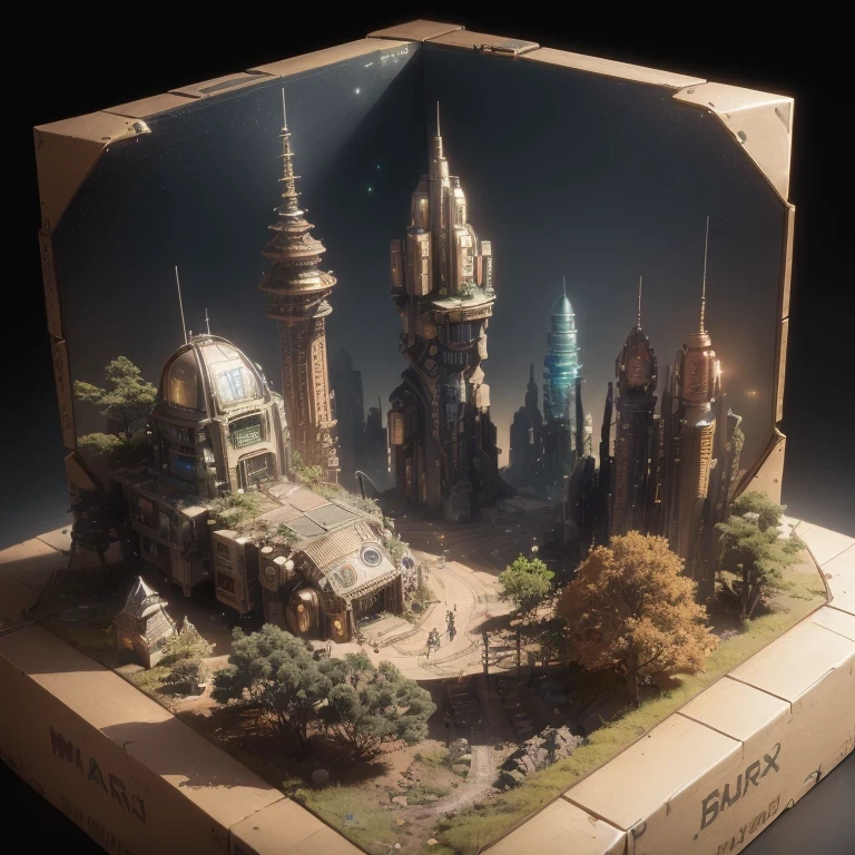 3598年Mars realistic model, (split ends, original photo, best quality, masterpiece:1.4),Steampunk Cyberpunk 6820 City,(CyberpunkMars light:1.3), Mars (related to land),(in a small nature box:1.3),Isometric, small nature, landscape on foundation,landscape,