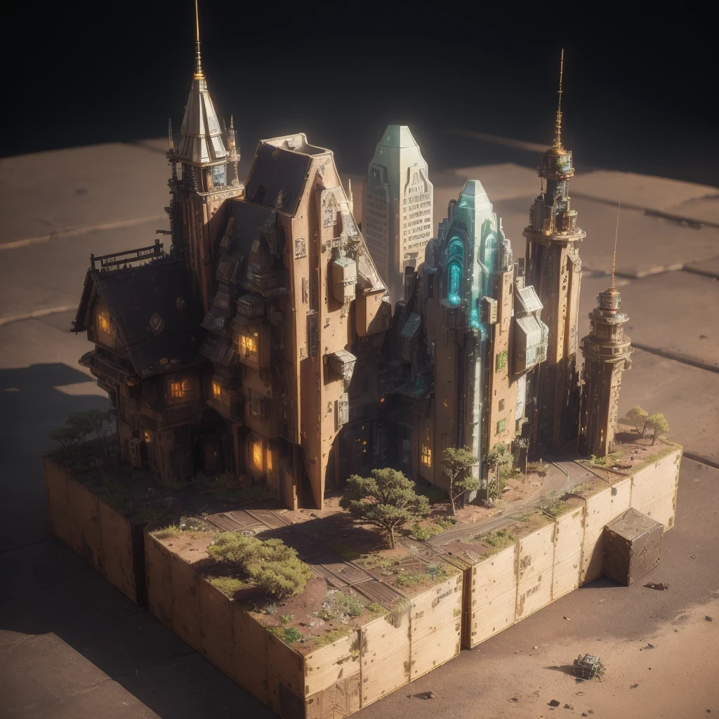 6598年Mars realistic model, (split ends, original photo, best quality, masterpiece:1.4),Steampunk Cyberpunk 6820 City,(CyberpunkMars light:1.3), Mars (related to land),(in a small nature box:1.3),Isometric, small nature, landscape on foundation,landscape,