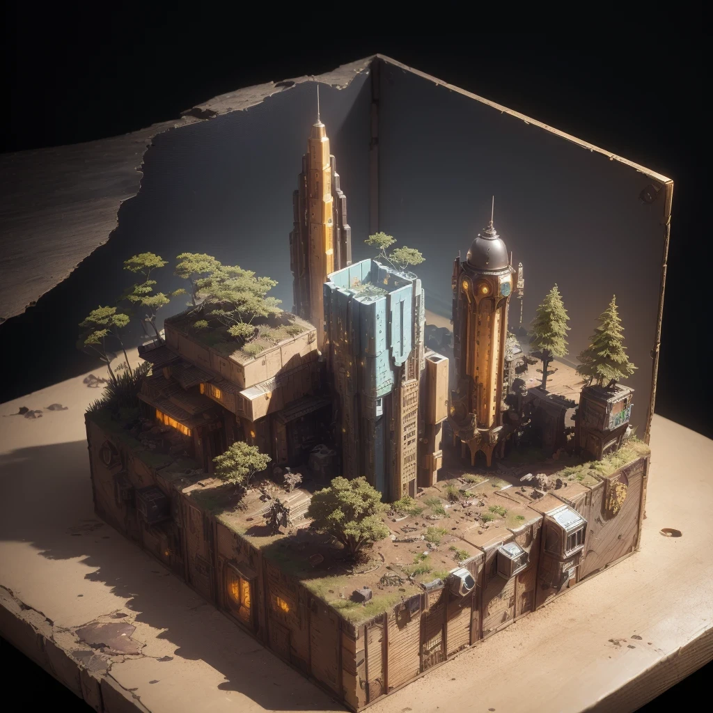 6598年Mars realistic model, (split ends, original photo, best quality, masterpiece:1.4),Steampunk Cyberpunk 6820 City,(CyberpunkMars light:1.3), Mars (related to land),(in a small nature box:1.3),Isometric, small nature, landscape on foundation,landscape,