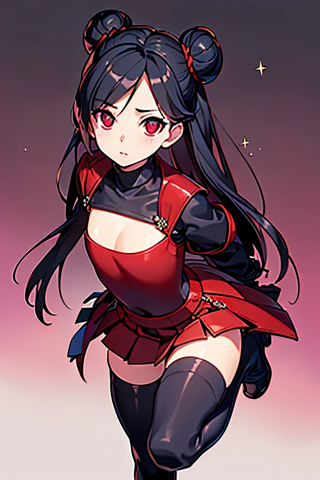 Anime, Girl, (((1girl))), (((Waifu, li meiling, li meiling Waifu))), (((Black Hair, twin bun hair style with pigtails)), ((Crimson Red Eyes eyes: 1.3, Upturned Eyes: 1, Perfect Eyes, Beautiful Detailed Eyes, Gradient eyes: 1, Finely Detailed Beautiful Eyes: 1, Symmetrical Eyes: 1, Big Highlight On Eyes: 1.2)), (((Lustrous Skin: 1.5, Bright Skin: 1.5, Skin Fair, Shiny Skin, Very Shiny Skin, Shiny Body, Plastic Glitter Skin, Exaggerated Shiny Skin, Illuminated Skin))), (Detailed Body, (Detailed Face)), Young, ****ta, (Best Quality), (((Bicep-high Gauntlets, Armored Boots, Thigh-high Heeled Boots, Armored Gauntlets))), (((Battle Kimono))), (((Skirt))), High Resolution, Sharp Focus, Ultra Detailed, Extremely Detailed, Extremely High Quality Artwork, (Realistic, Photorealistic: 1.37), 8k_Wallpaper, (Extremely Detailed CG 8k), (Very Fine 8K CG), ((Hyper Super Ultra Detailed Perfect Piece)), (((Flawless masterpiece))), Illustration, Vibrant Colors, (Intricate), High Contrast, Selective Lighting, Double Exposure, HDR (High Dynamic Range), Post-processing, Background Blur