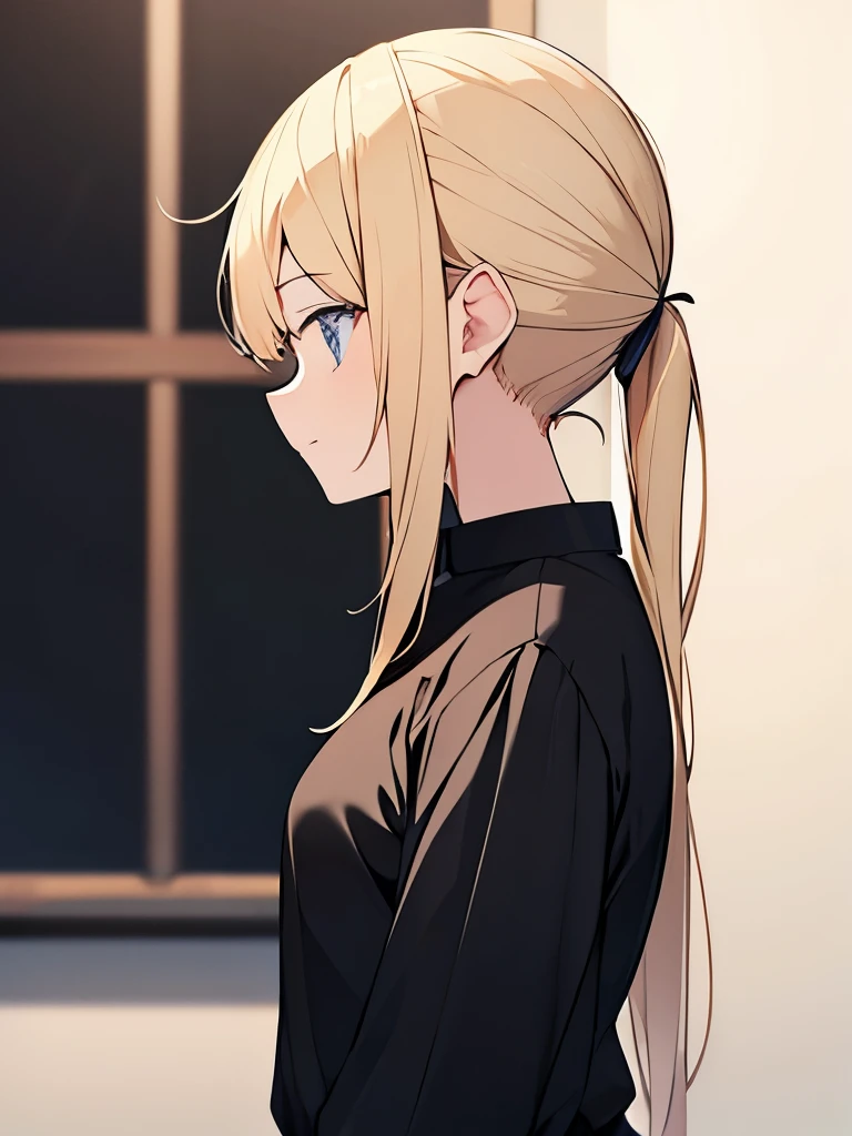 blonde hair　Thin ponytail