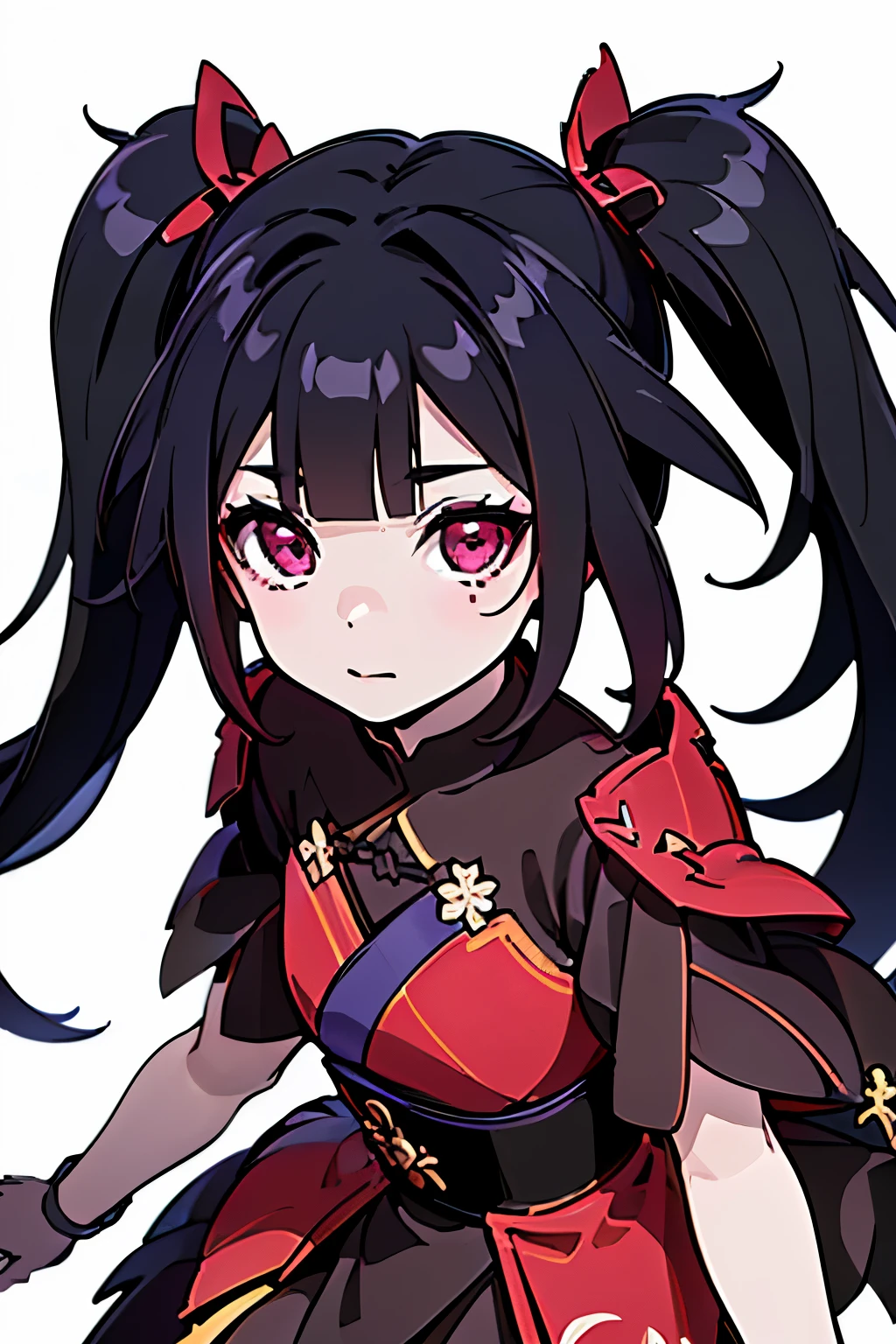 Anime, Girl, (((1girl))), (((Waifu, li meiling, li meiling Waifu))), (((Black Hair, twin bun hair style with pigtails)), ((Crimson Red Eyes eyes: 1.3, Upturned Eyes: 1, Perfect Eyes, Beautiful Detailed Eyes, Gradient eyes: 1, Finely Detailed Beautiful Eyes: 1, Symmetrical Eyes: 1, Big Highlight On Eyes: 1.2)), (((Lustrous Skin: 1.5, Bright Skin: 1.5, Skin Fair, Shiny Skin, Very Shiny Skin, Shiny Body, Plastic Glitter Skin, Exaggerated Shiny Skin, Illuminated Skin))), (Detailed Body, (Detailed Face)), Young, ta, (Best Quality), (((Bicep-high Gauntlets, Armored Boots, Thigh-high Heeled Boots, Armored Gauntlets))), (((Battle Kimono))), (((Skirt))), High Resolution, Sharp Focus, Ultra Detailed, Extremely Detailed, Extremely High Quality Artwork, (Realistic, Photorealistic: 1.37), 8k_Wallpaper, (Extremely Detailed CG 8k), (Very Fine 8K CG), ((Hyper Super Ultra Detailed Perfect Piece)), (((Flawless masterpiece))), Illustration, Vibrant Colors, (Intricate), High Contrast, Selective Lighting, Double Exposure, HDR (High Dynamic Range), Post-processing, Background Blur