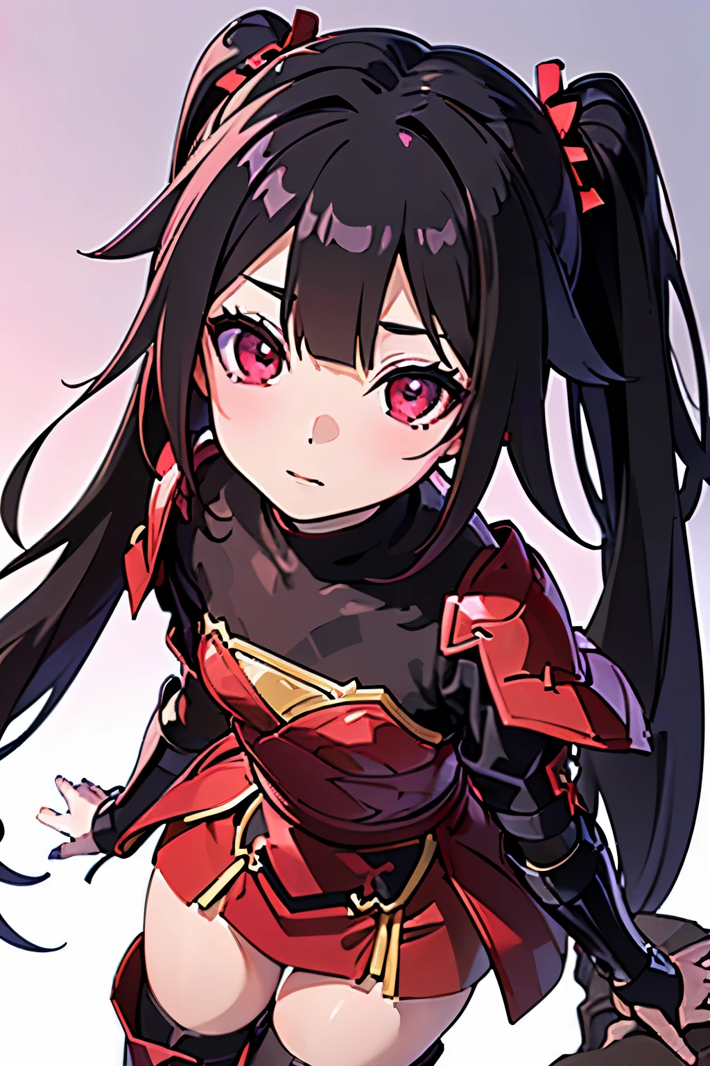 Anime, Girl, (((1girl))), (((Waifu, li meiling, li meiling Waifu))), (((Black Hair, twin bun hair style with pigtails)), ((Crimson Red Eyes eyes: 1.3, Upturned Eyes: 1, Perfect Eyes, Beautiful Detailed Eyes, Gradient eyes: 1, Finely Detailed Beautiful Eyes: 1, Symmetrical Eyes: 1, Big Highlight On Eyes: 1.2)), (((Lustrous Skin: 1.5, Bright Skin: 1.5, Skin Fair, Shiny Skin, Very Shiny Skin, Shiny Body, Plastic Glitter Skin, Exaggerated Shiny Skin, Illuminated Skin))), (Detailed Body, (Detailed Face)), Young, ****ta, (Best Quality), (((Bicep-high Gauntlets, Armored Boots, Thigh-high Heeled Boots, Armored Gauntlets))), (((Battle Kimono))), (((Skirt))), High Resolution, Sharp Focus, Ultra Detailed, Extremely Detailed, Extremely High Quality Artwork, (Realistic, Photorealistic: 1.37), 8k_Wallpaper, (Extremely Detailed CG 8k), (Very Fine 8K CG), ((Hyper Super Ultra Detailed Perfect Piece)), (((Flawless masterpiece))), Illustration, Vibrant Colors, (Intricate), High Contrast, Selective Lighting, Double Exposure, HDR (High Dynamic Range), Post-processing, Background Blur