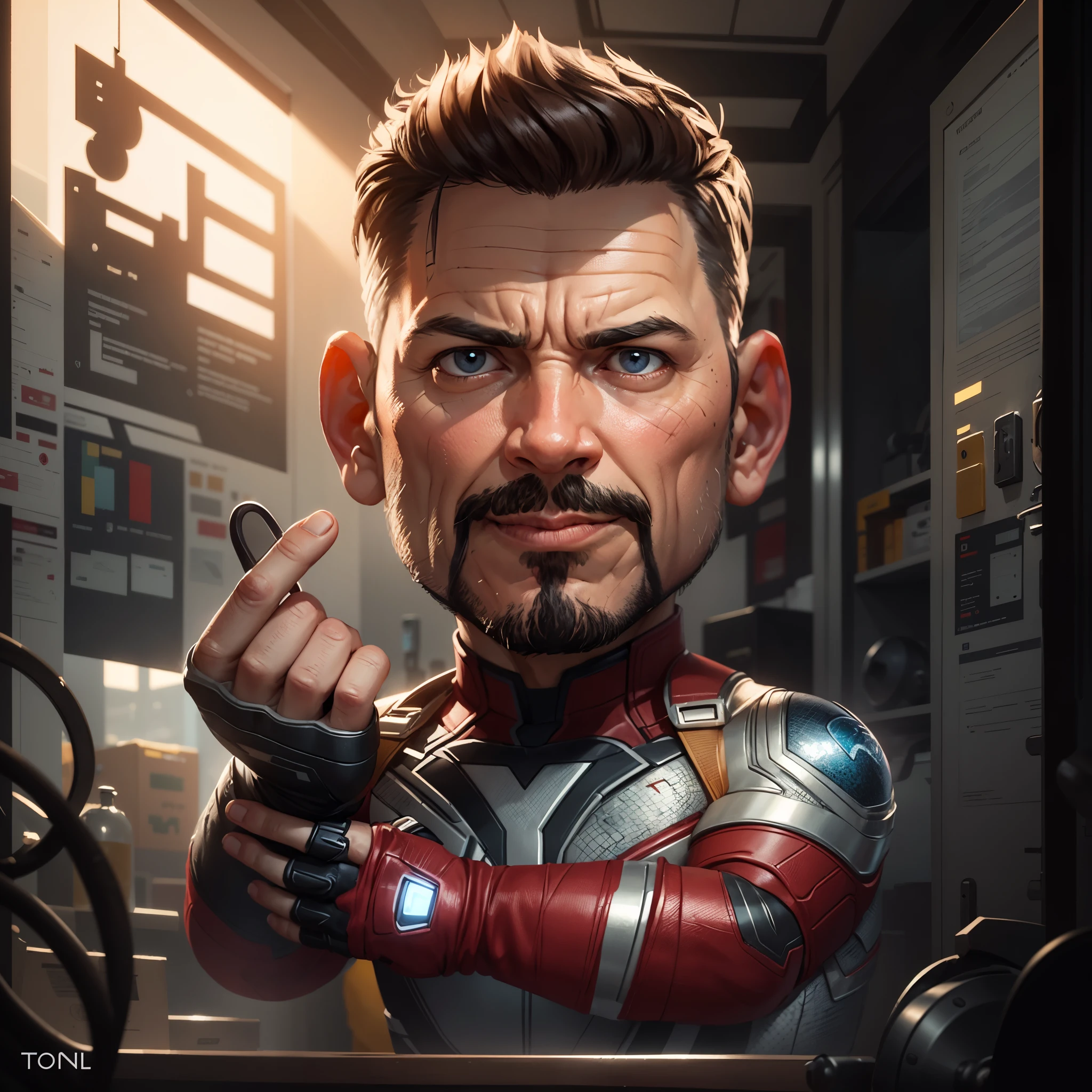 a close up of a cartoon character of a man with a mustache, tony stark, high detail iconic character, walter white as captain america, tony sart highly detailed, toon render keyshot, 3 d character art, tom cruise as tony stark, elon musk as captain america, in teh style of tony start, 3d character, 3 d character, joe biden as captain america