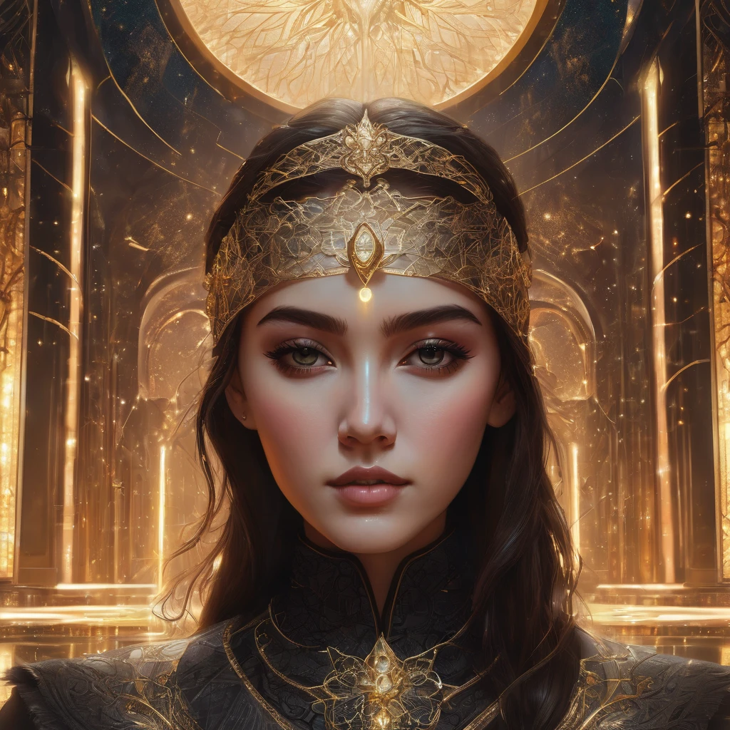 Symmetry, aesthetic, extremely detailed, symmetrical, Symmetry!! intense fanart of acotar protagonist as acotar protagonist, intricate, hyper detailed background, glowing lights!! highly detailed, digital painting, artstation, concept art, smooth, sharp focus, illustration, art by wlop, mars ravelo and greg rutkowski