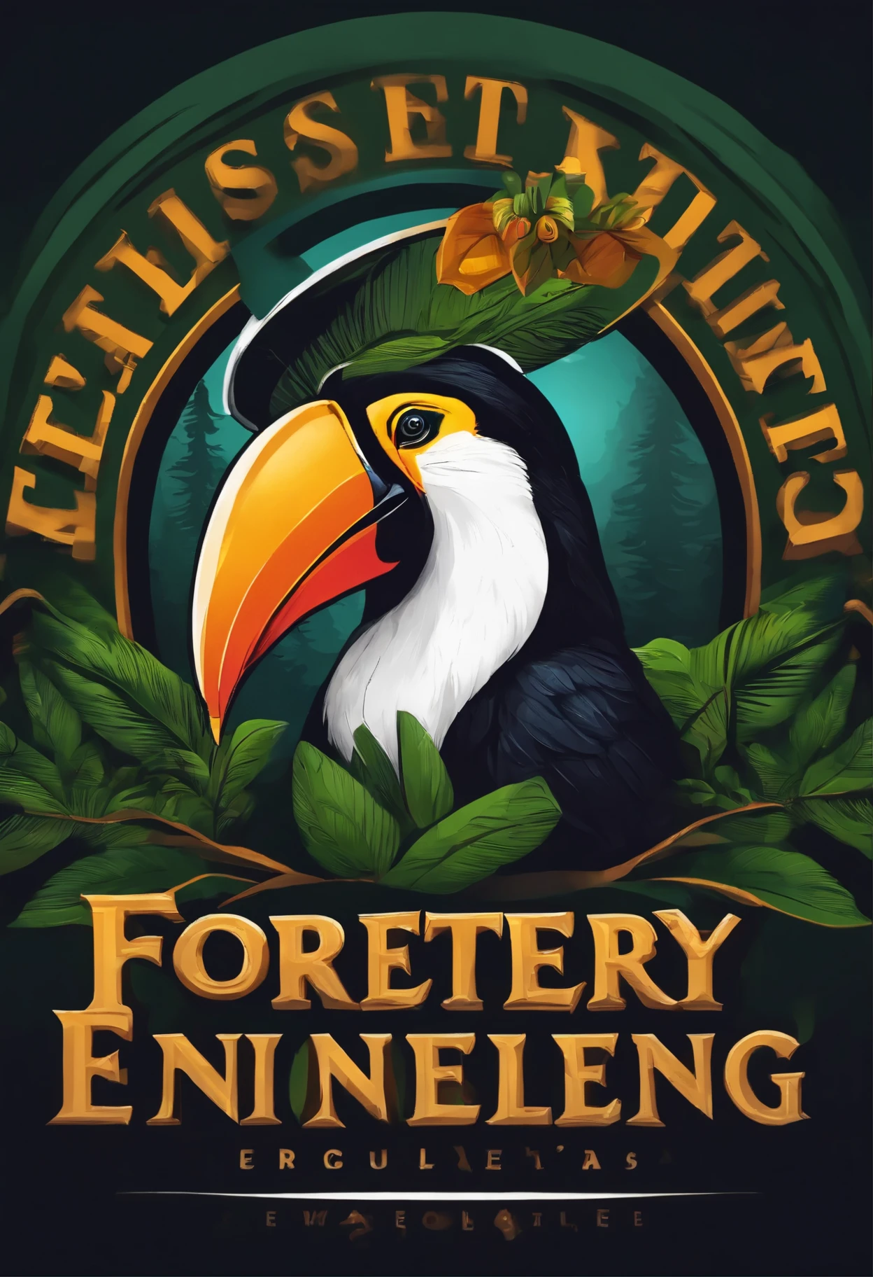 Atlética style logo for the forestry engineering course with a toucan as a mascot