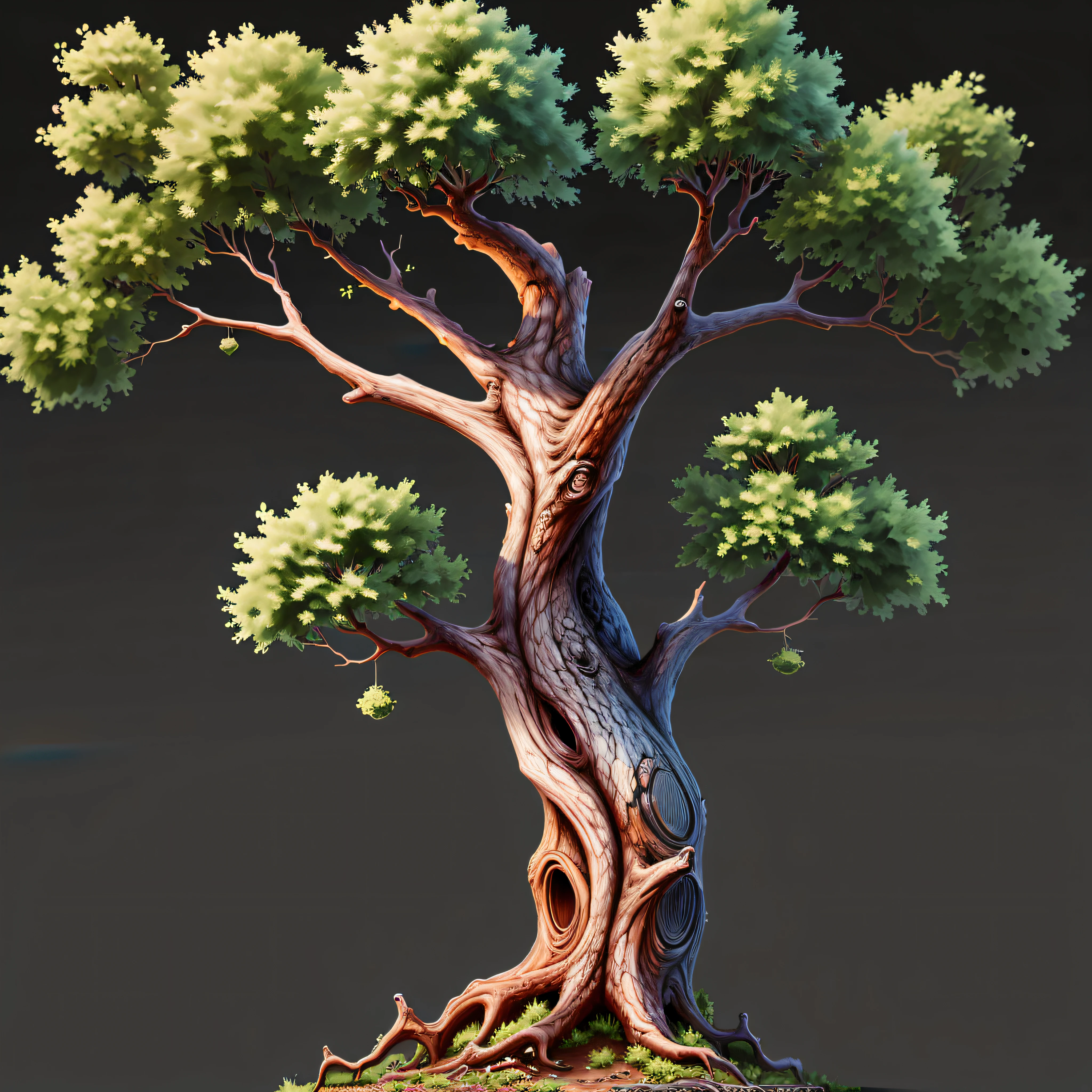 ((best quality)), single tree, complete, comfortable, reasonable structure, shocking, high detail, rich, 8k, tree, light and dark relationship reasonable, concept map, high detail, vivid,