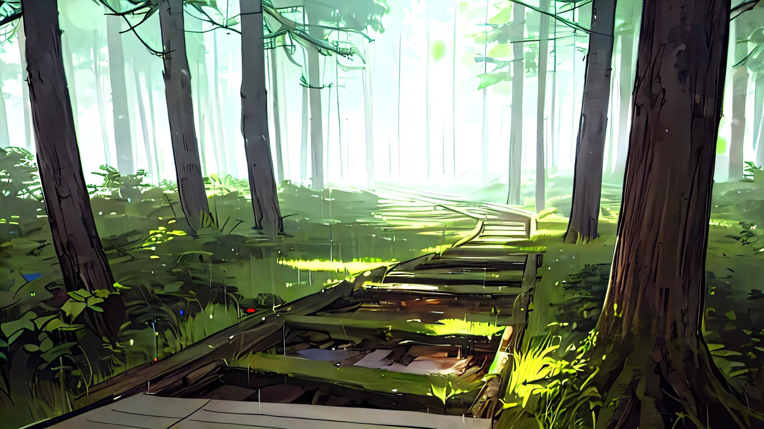 深いforestに迷い込んだスバル360、watching from a distance、深いforestの中、forest、forestForest、Forest、wood々、wood、深いforest、rain、Forest道、土砂降りのrain、Forest道に停車しているスバル360、drawing drawing、もっとdrawing drawing、もっともっとdrawing drawing、手前にもwood々、A layer of grass in the foreground