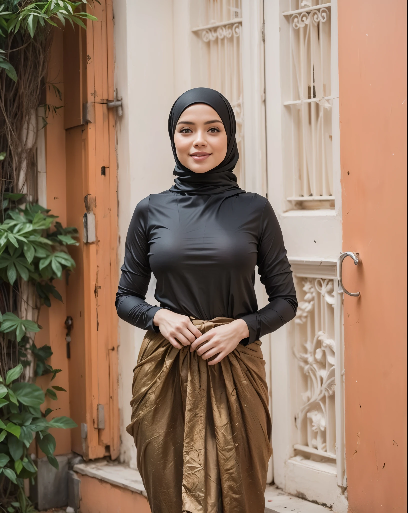 masterpiece, (ultra-high-definition portrait:1.4), Realistic, extremely detailed, CG unified, 8k, Clean lines, highly detailed, High-definition, raw color photos, she is smiling, Realistic portrait, Cinematic Light, Beautiful detailed, 1hijabgirl indonesian, (165cm tall, big breasts with very very tight clothes:1.5), Beautiful big breasts, breasts details, very tight, (Biggorgeous eyes, Soft smile with lovely look:1.5), (Fine face:1.4), Close up of a girl in Beautiful clothes with errcted nipple, biggorgeous eyes, Soft smile, scarf, (Beautiful Tight Clothing with curvaceous body:2), pose 4 of 1 6, Undress, No bra, (nipples that are clearly sticking out detail:1.2), Outdoors, high intricate detailed, float, cum on, Sense of truth, beautiful landscape forest, sexy lighting,