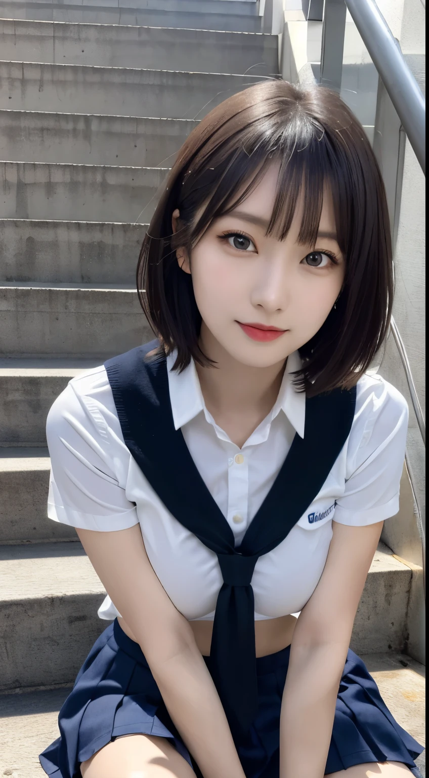 table top, highest quality, japanese girl,1 girl, 8k, RAW photo, top quality, table top, nffsw:1.2, Highly detailed RAW color photos, professional photos, (realistic, realistic:1.37), (highly detailed skin:1.2), ultra high resolution, (Lenz 50mm), (f/1.2),elaborately drawn eyes,look at the viewer,
1 girlと休憩 (There are many elderly people:1.4), beautiful face, cute,(smile:1.05),(20-year-old, big breasts, The constriction is beautiful、big breasts thin waist,straight hair, (short hair), black eye, white and fine skin,small mouth, high cheekboneeaning), sexy pose,(leaning forward:1.3),(The to the fW:1.1),white panties、korean idol、Nogizaka Idol、Gravure idol pose、adult、actress、(table top, highest quality:1.3), (Ultra detailed 8k cg:1.2), (超realistic:1.35), (realistic:1.45), (realistic:1.4), cowboy shot,
1人の美しいjapanese girl, 22 years ago, Supermodel, japanese idol, __Performance__, big breasts, (sit and stretch your legs on the stairs:1.1), (school uniform:1.4)
(school stairs:1.1),(black pantyhose)、(simple white collar short sleeve shirt)、(chest button opens)(Thighs are erotic)
