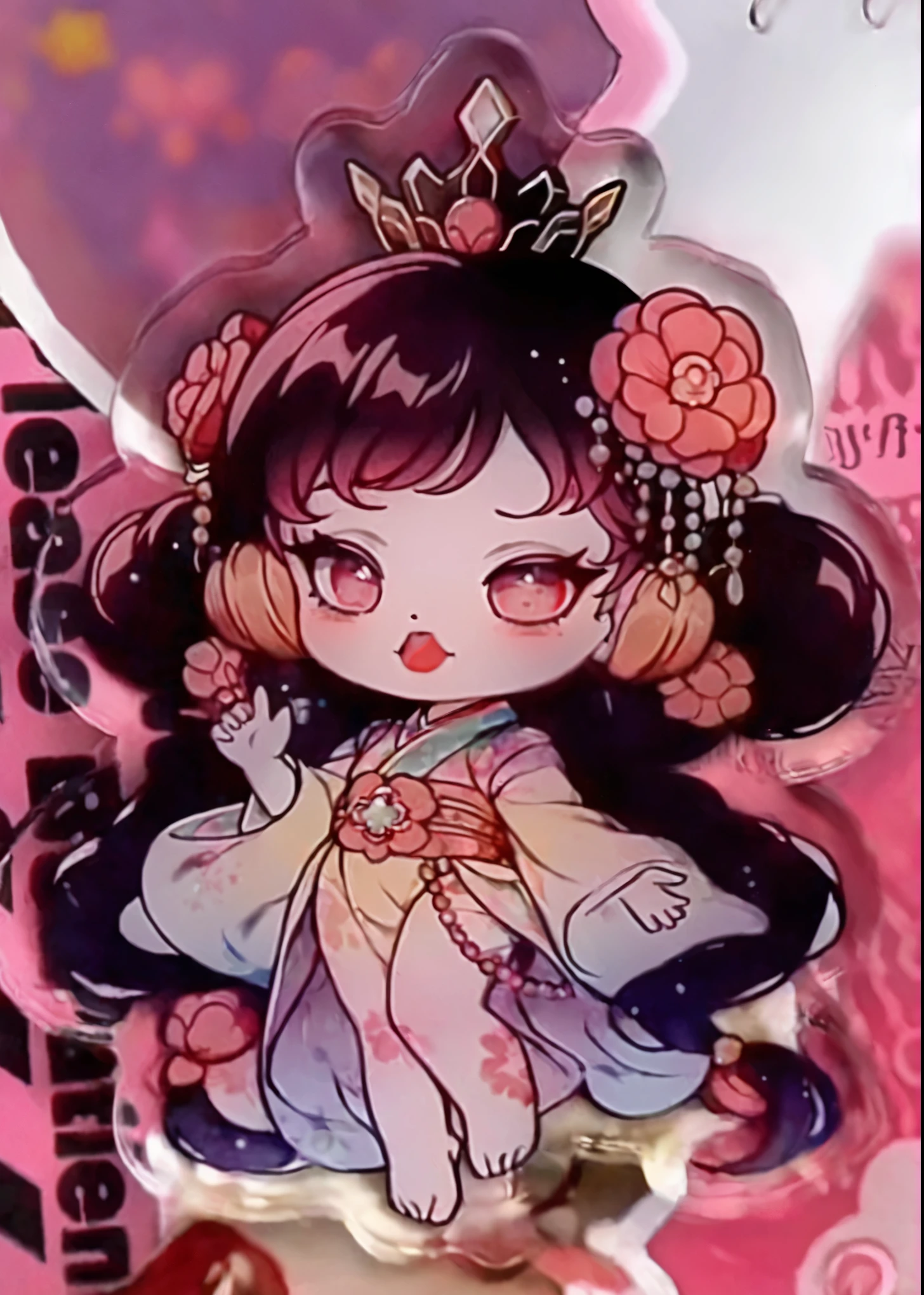 Close-up of a key chain of a girl in a dress, cute art style, cute girl anime visual, Cute anime wife in a nice dress, chibi anime girl, loss draw 2. 5, cute detailed digital art, chibi girl, anime moe art style, Cute Chibi, korean art nouveau anime, anime chibi, cute realistic portrait, chibi art