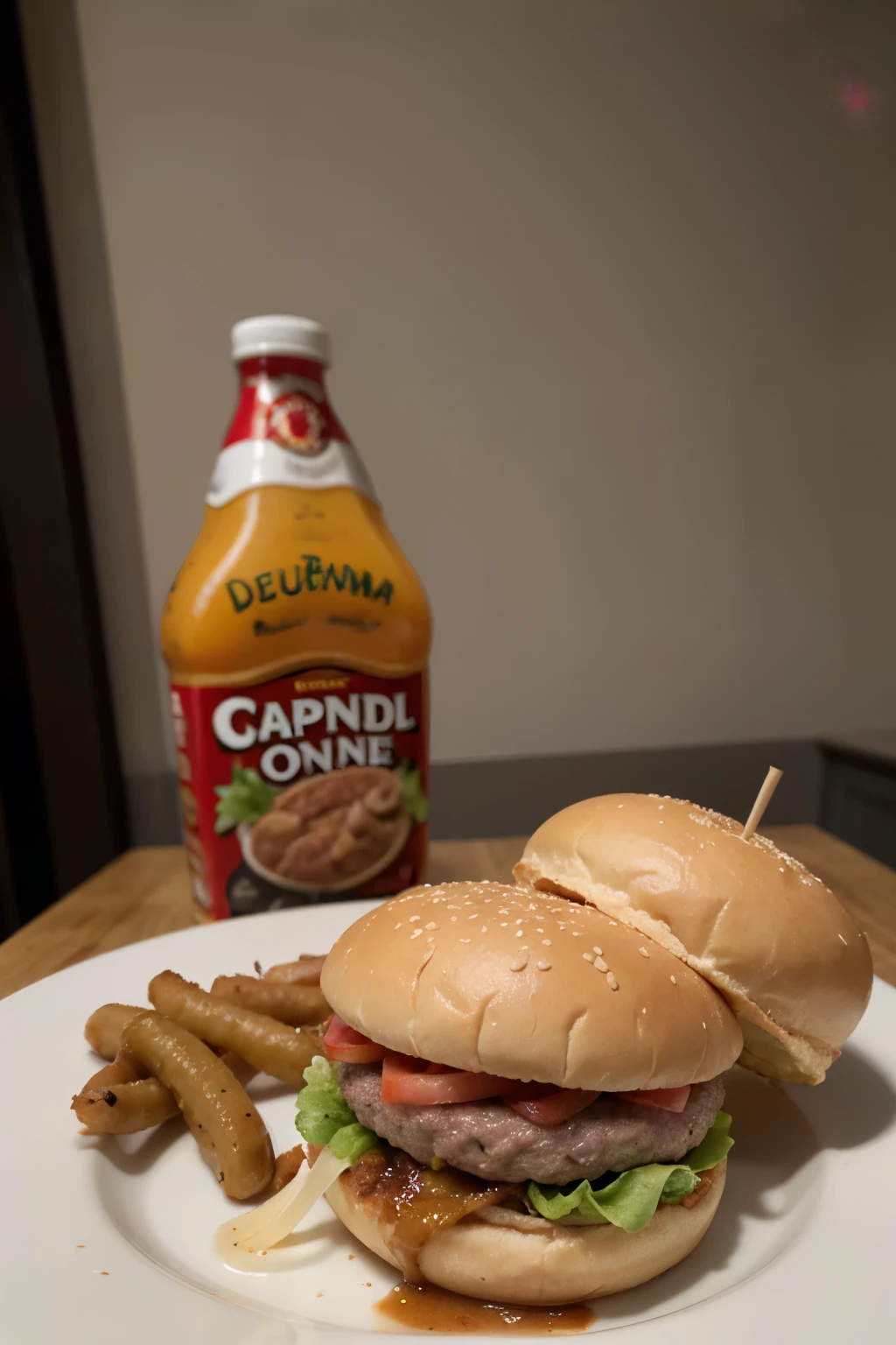 Una rica y deliciosa hamburguesa con carne de crujiente y doradita de capibara, con dos gusanos mojojoy extra crujientes por fuera y por dentro.