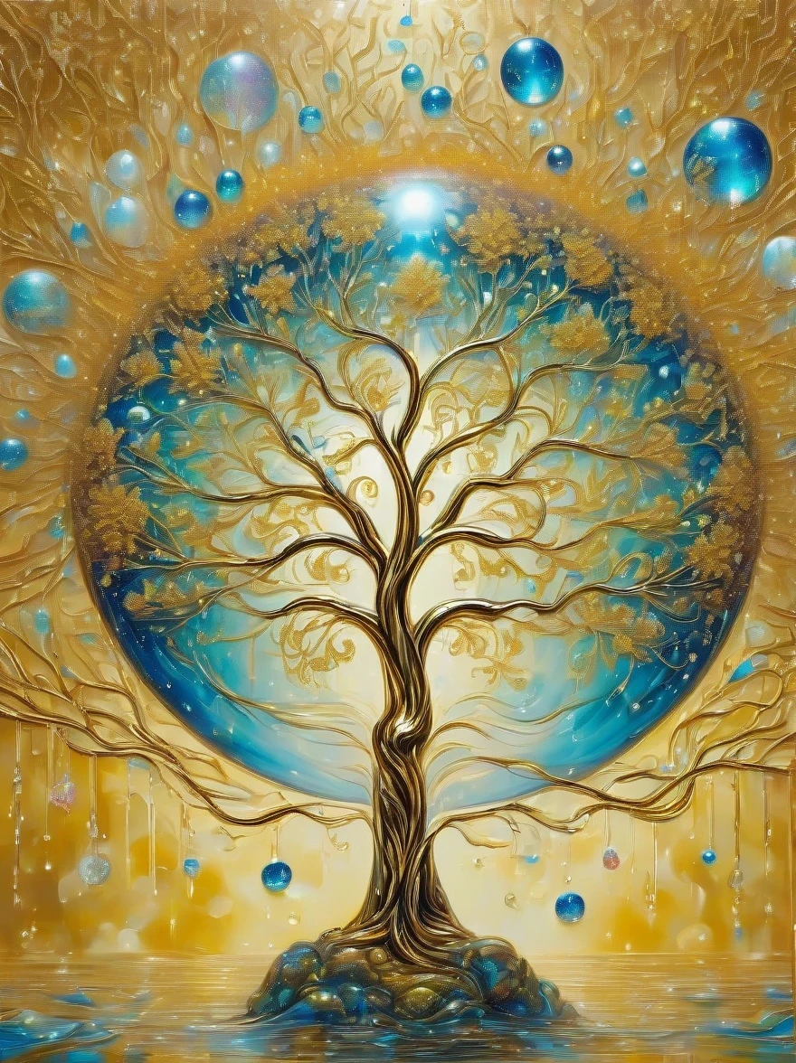 (best quality,4k,masterpiece:1.2),super detailed,lifelike:1.37,beautiful symmetrical photos,Apply with thick brush strokes and wet paint, Proportions of gold, melted wax |, visible strokes, surrounded by crystal ball, Mosaic wireframe 3d, neuroimaging, Neurons, The Tree of Life, rape, like, enthusiasm, oil painting on canvas, thick strokes, Very detailed, 8K Ultra HD, masterpiece, art station, surreal