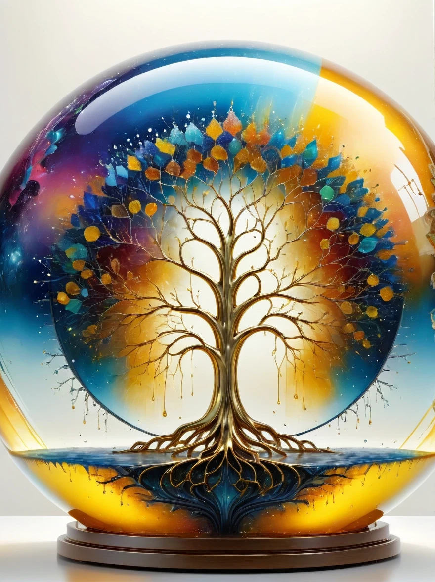 beautiful symmetrical photos,Apply with thick brush strokes and wet paint, Proportions of gold, melted wax |, visible strokes, surrounded by crystal ball, Mosaic wireframe 3d, neuroimaging, Neurons, The Tree of Life, rape, like, enthusiasm, oil painting on canvas, thick strokes, Very detailed, 8K Ultra HD, masterpiece, art station, surreal