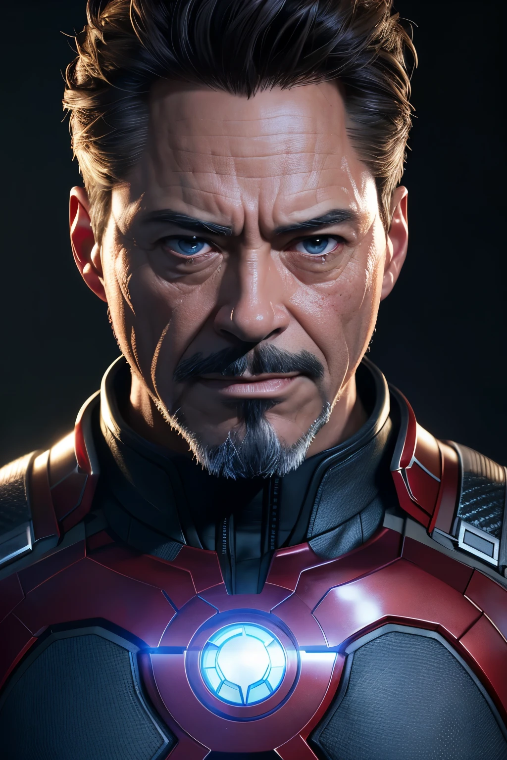 Marvel, Old man Tony Stark, realistically, dynamic lights, old, gray stubble, full shoot, (extremely detailed CG unity 8k wallpaper), trending on ArtStation, trending on CGSociety, High Detail, Sharp focus, dramatic, photorealistic