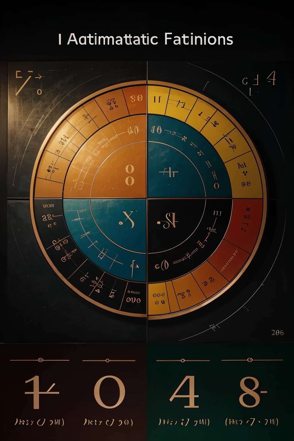 I would like to create a header poster for mathematics. The poster should include a variety of mathematical symbols and functions. Please generate a visually appealing design that showcases symbols such as addition, subtraction, multiplication, division, square root, pi, sigma notation, integral, derivative, trigonometric functions, logarithms, and any other common mathematical symbols and functions you can think of. The poster should be colorful and informative.