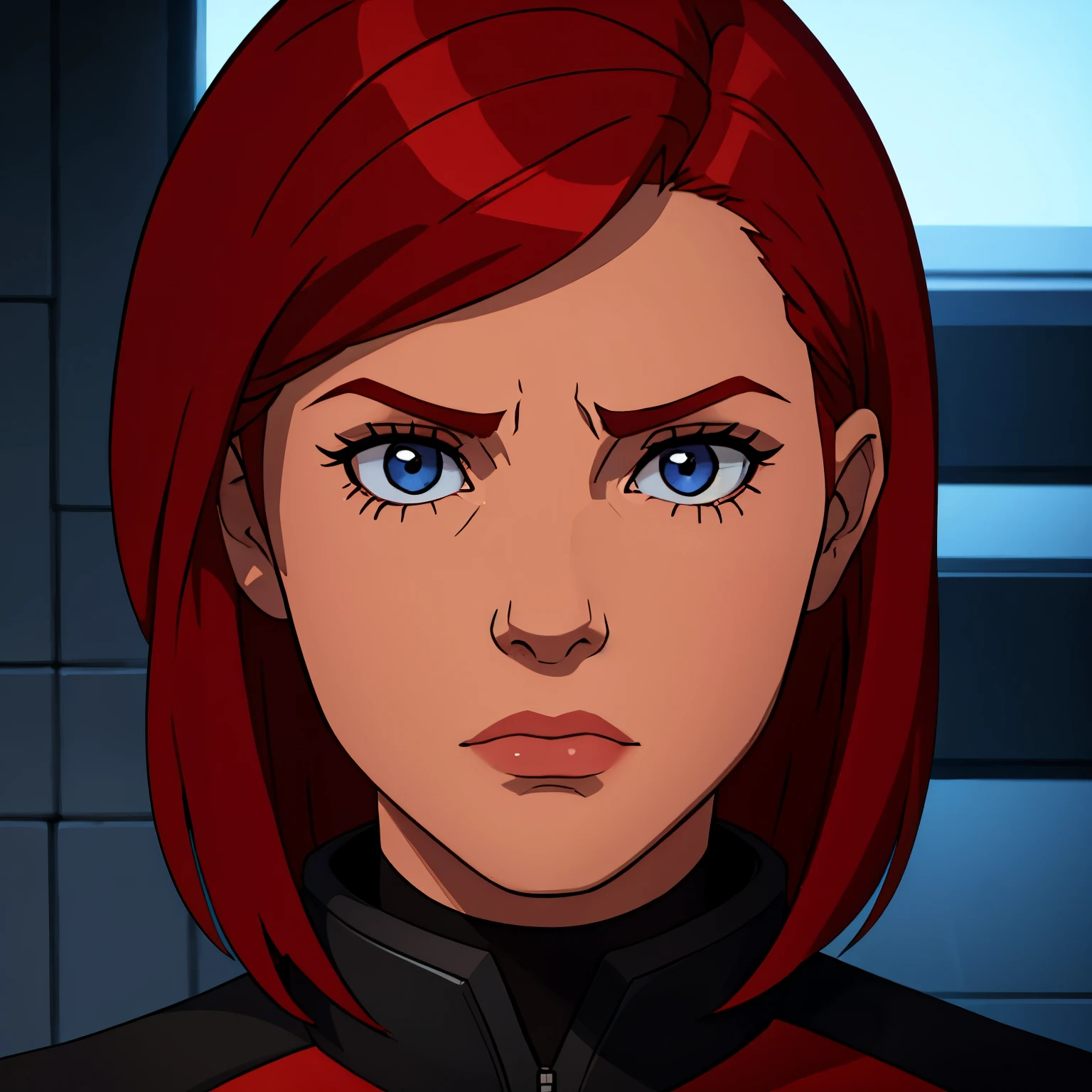 Sad depressed red head femshep, portrait 