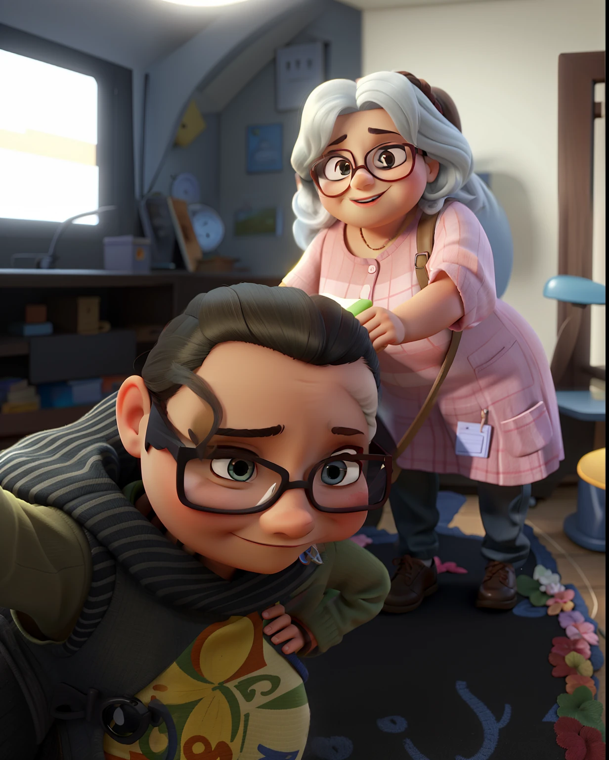 Mother wearing glasses and standing , estilo Pixar,  melhor resultado