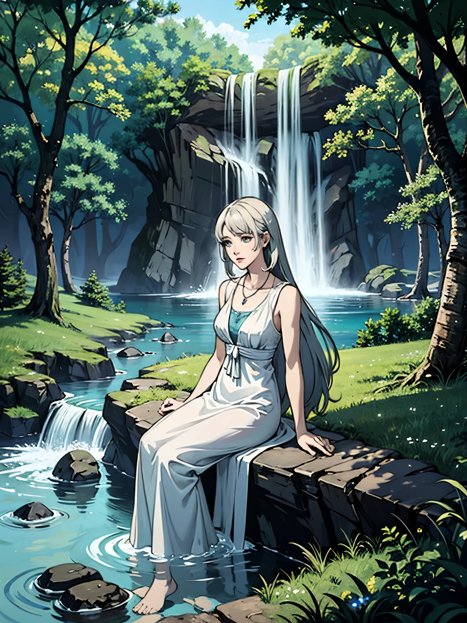 (masterpiece:1.3), (8k, photorealistic, RAW photo, best quality: 1.4), (1girl), ((Maetel)), beautiful face, (realistic face), (Blonde, long hair:1.7), beautiful hairstyle, realistic eyes, beautiful detailed eyes, (Long eyelashes:1.3), (realistic skin), beautiful skin, (Height: 178cm, Weight: 55kg), (bust size 80cm), ((Slender body)), absurdres, attractive, ultra high res, ultra realistic, highly detailed, golden ratio, (Accurate hands and fingers), (Beautiful fingers), ((Immersed in rock bath hot spring up to my shoulders)), ((Completely naked, A white bath towel is wrapped around her body.)), Smile, Your face is flushed, Sweat, (Bust Shot), (Close-up of face:1.1), (Unexplored hot springs), ((Deep in the forest:1.2)), (steam:1.3), (steam:1.3)