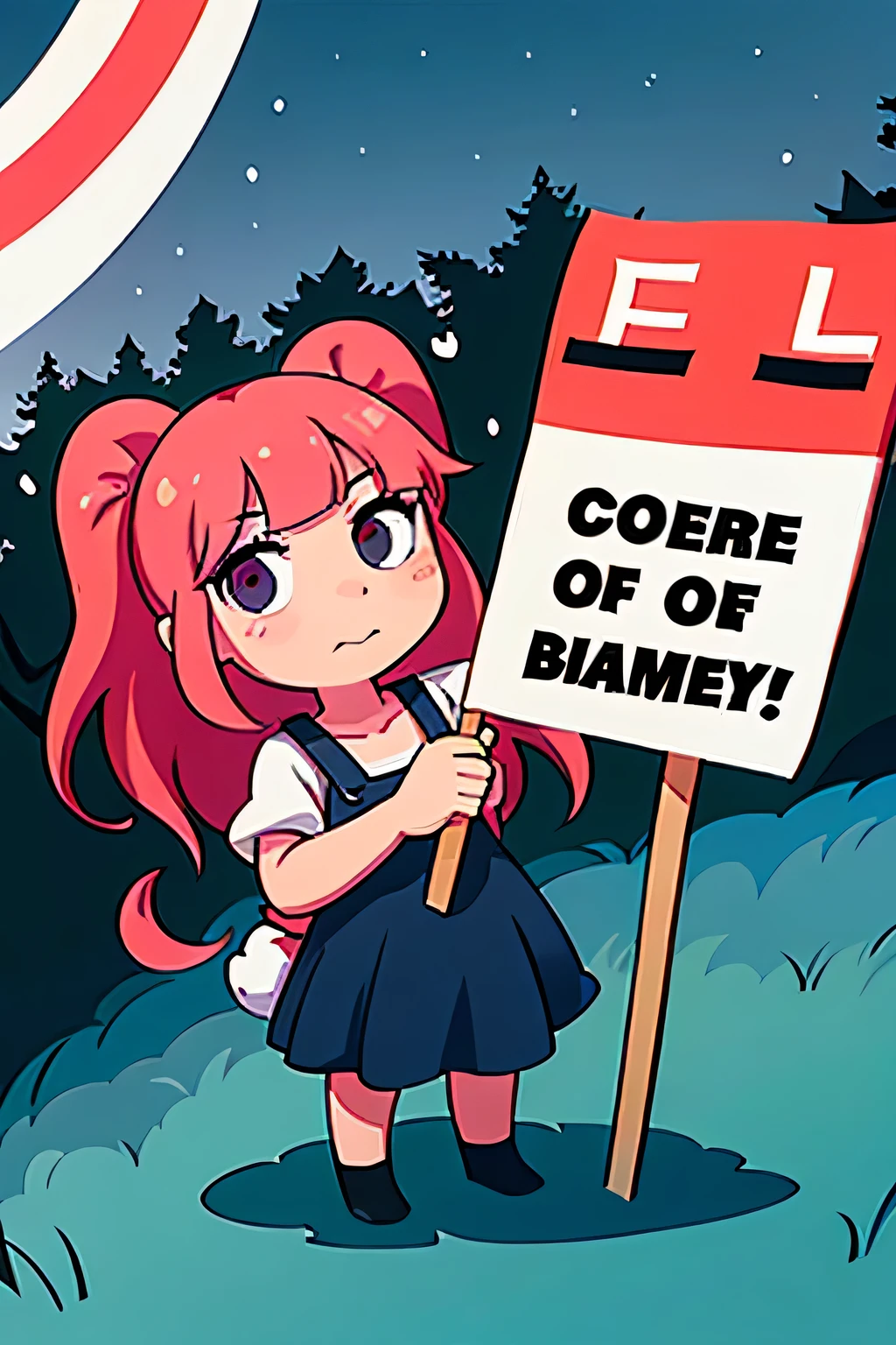 bunny anime girl holding a placard