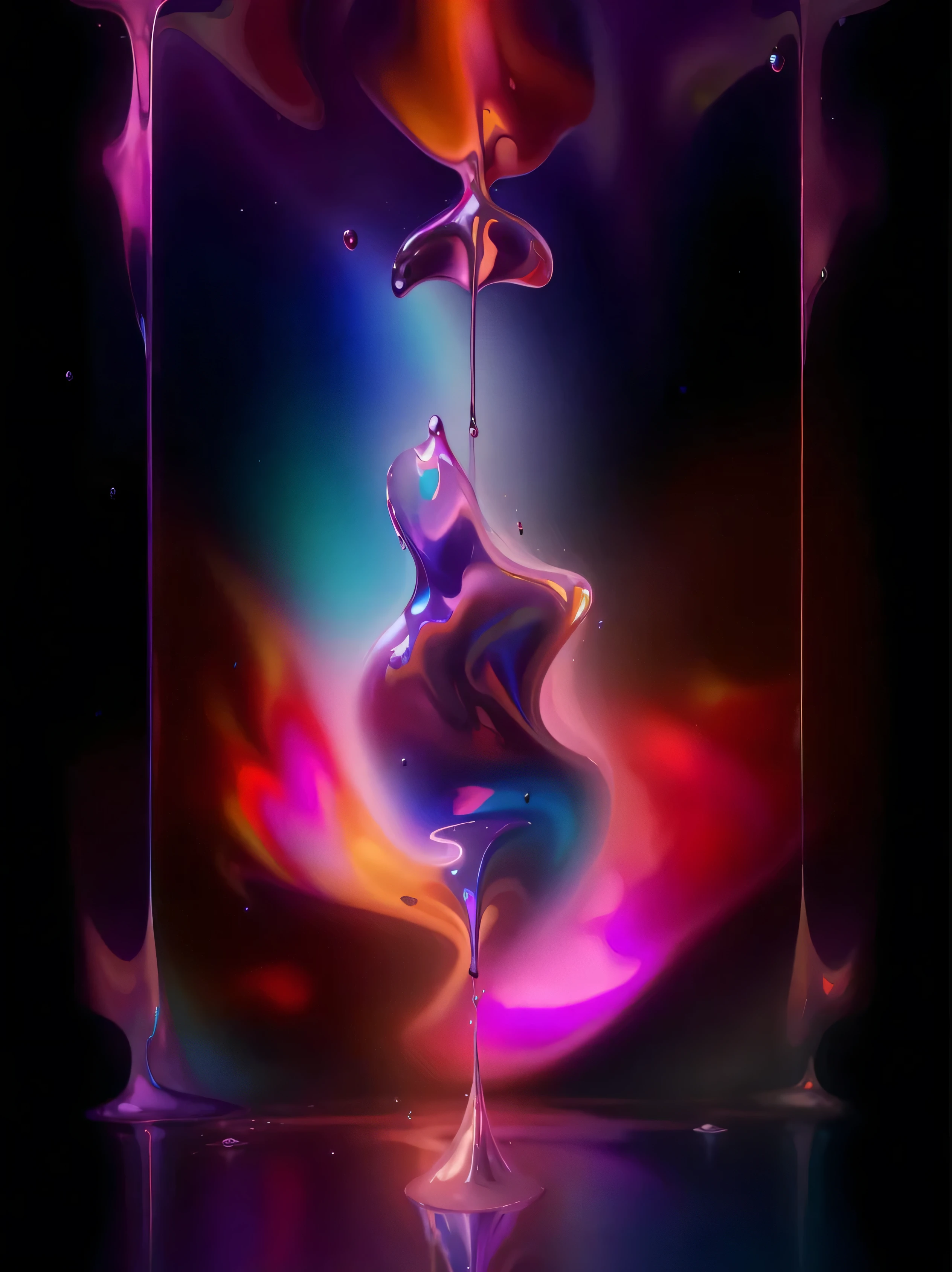 L&#39;abstraction 3D forme des textures fondantes brillantes et sanglantes organiques, a holographic chrome digital painting